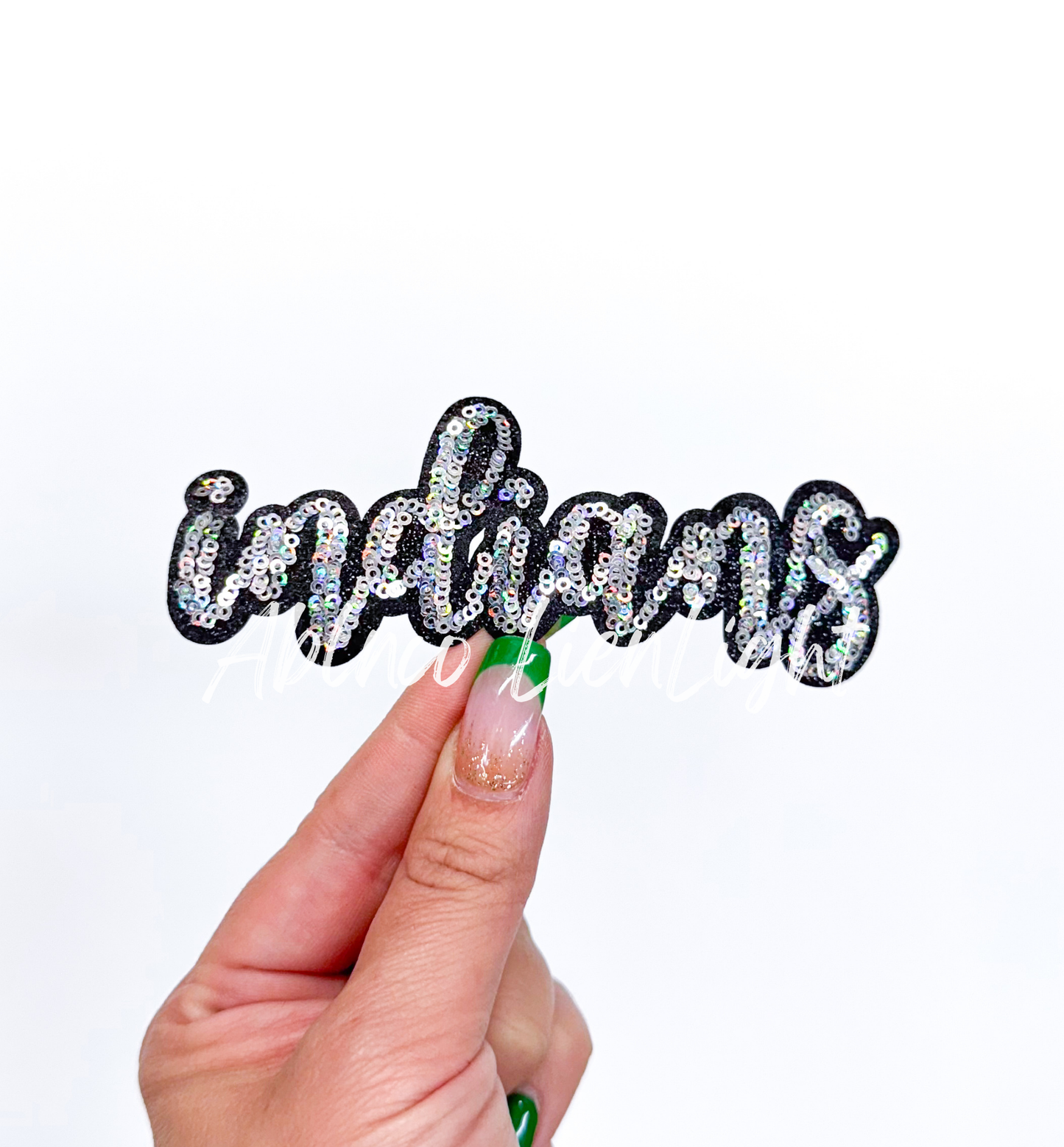 Indians Mascot Script Letter Sequin Patch - Small