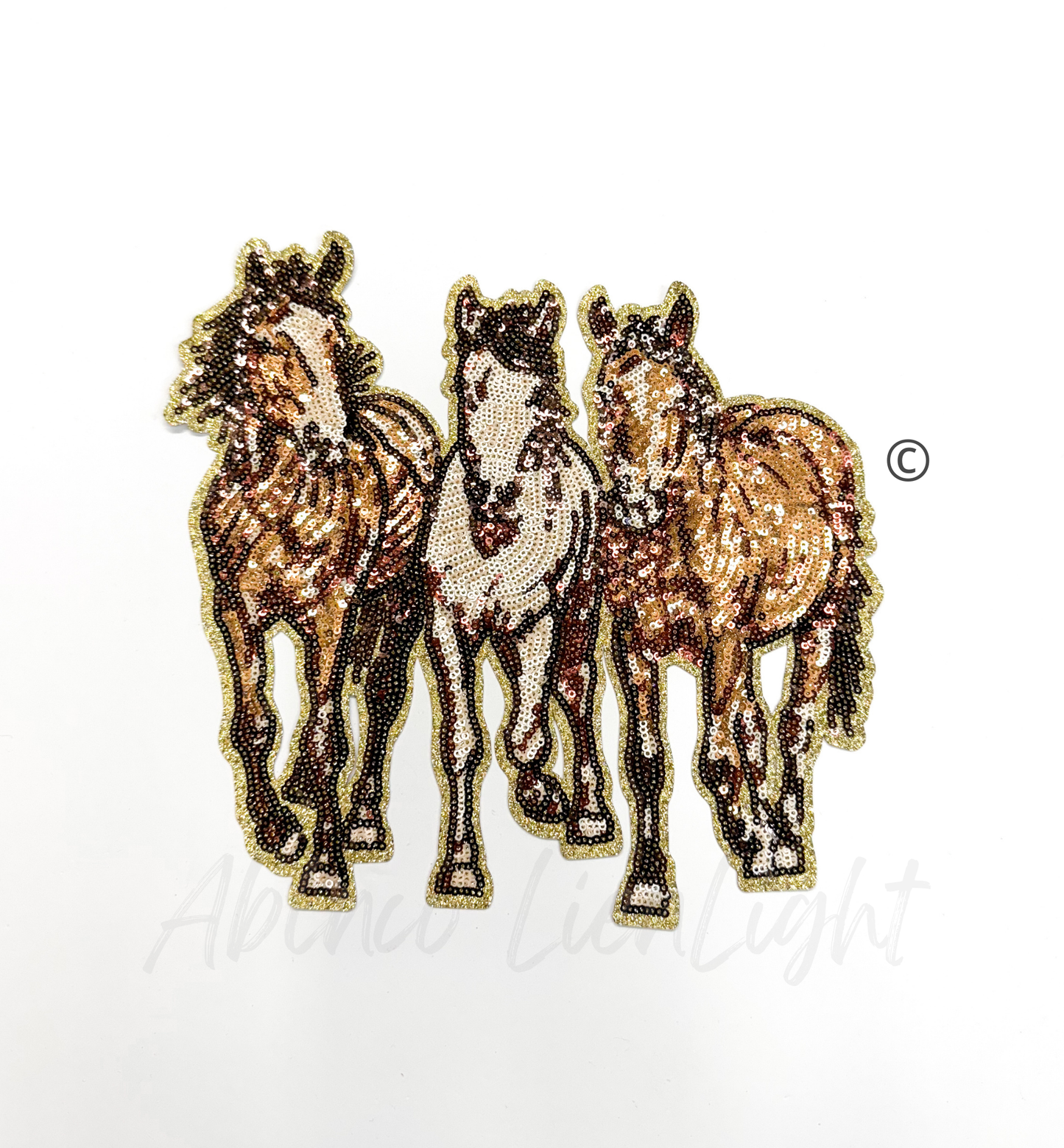 Horses Farm Animal Sequin Patch - Large