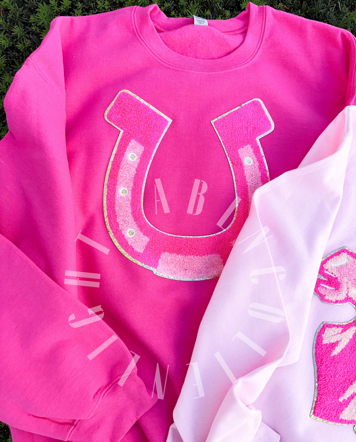 PREPPY PINK MASCOT™ Horseshoe Chenille Patch ONLY Sweatshirt