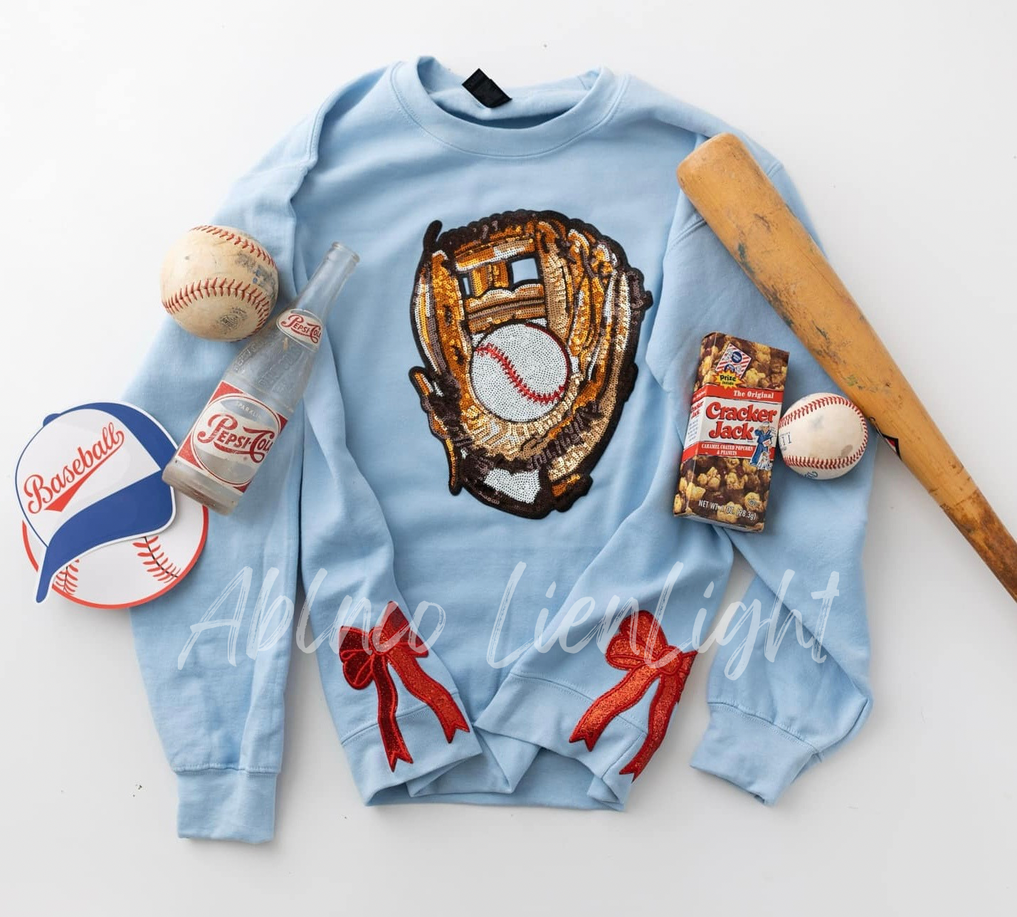 Sequin Baseball Glove Mit Game Day Sweatshirt (side bows not included)
