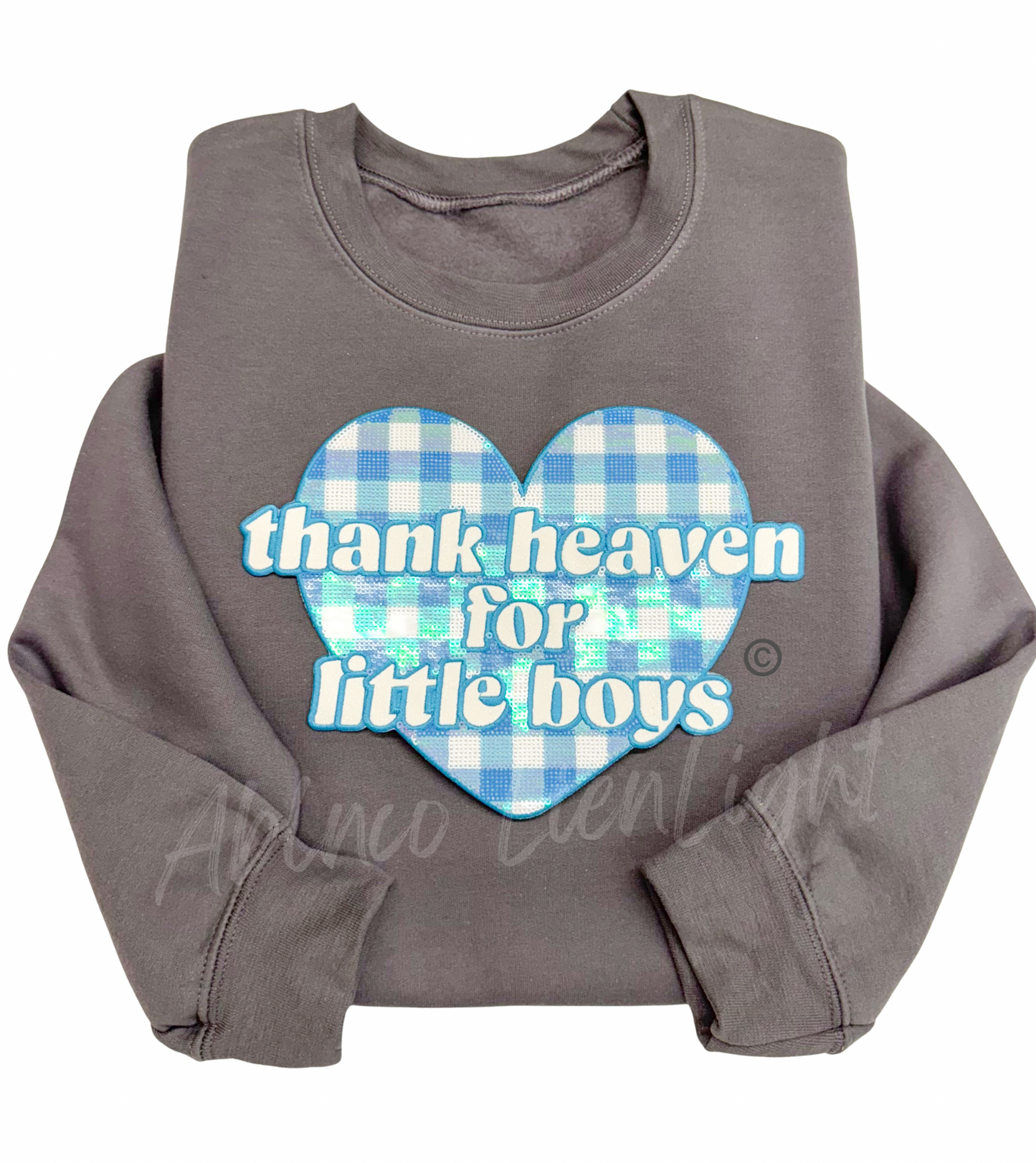 Thank Heaven For Little Boys Blue Checkered Sequin Patch - Large