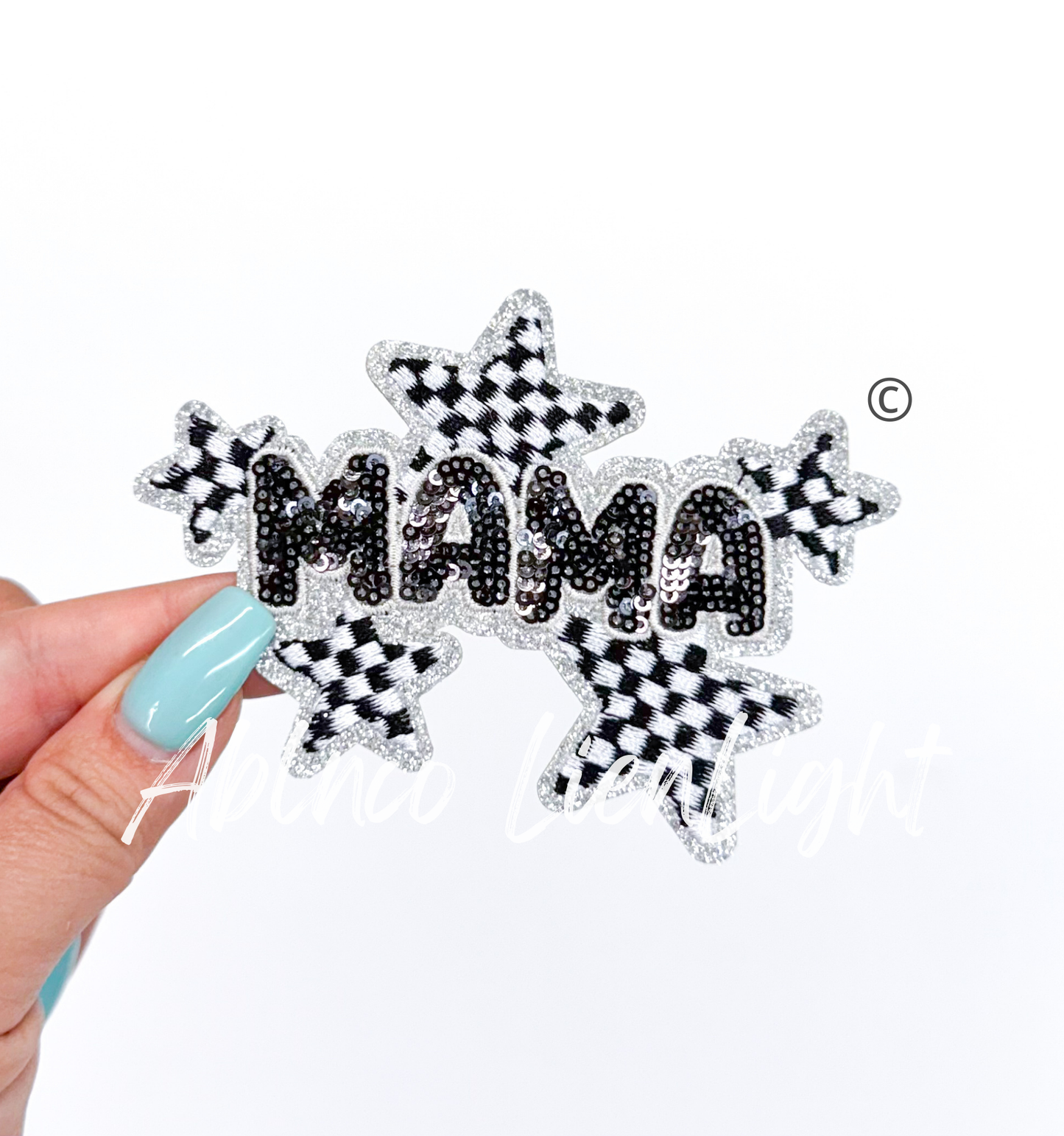 Small Mama Checkered Star Sequins Patch