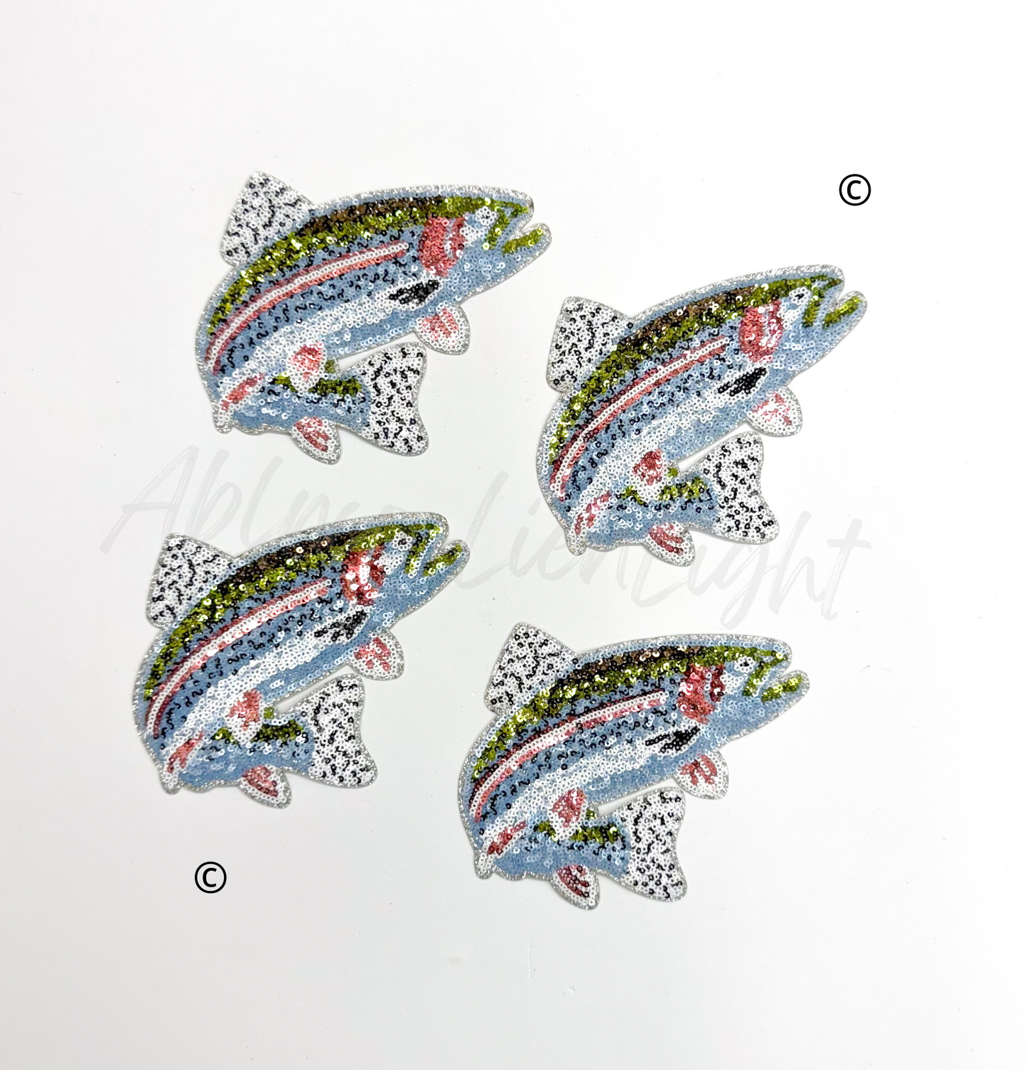 Rainbow Trout Fish Fishing Sequin Patch - Small