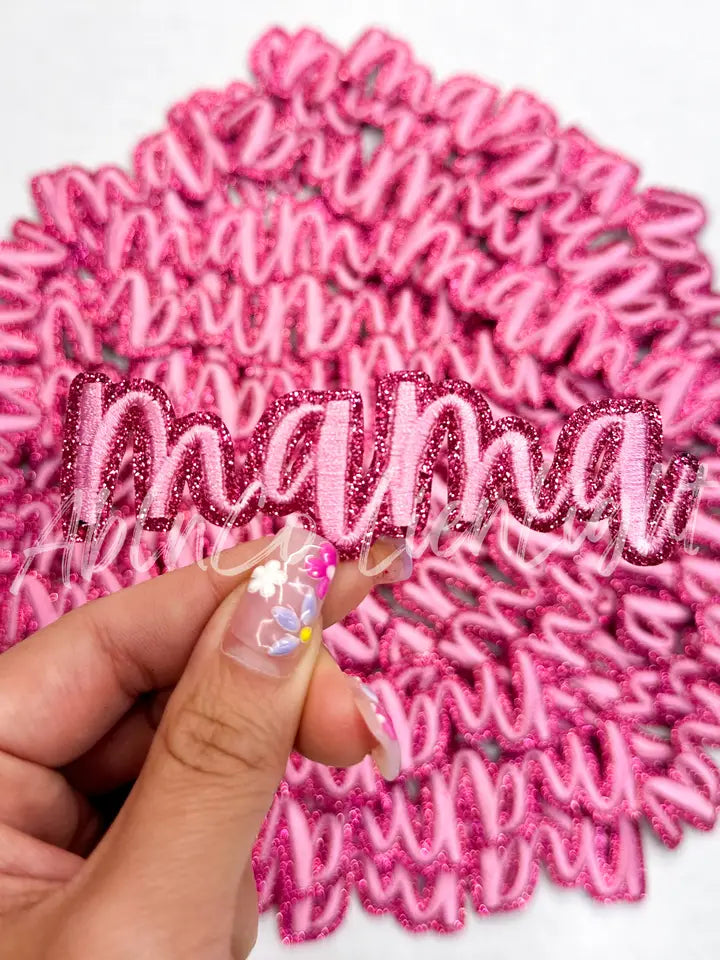 Hot Pink Cursive Mama Embroidery Patch
