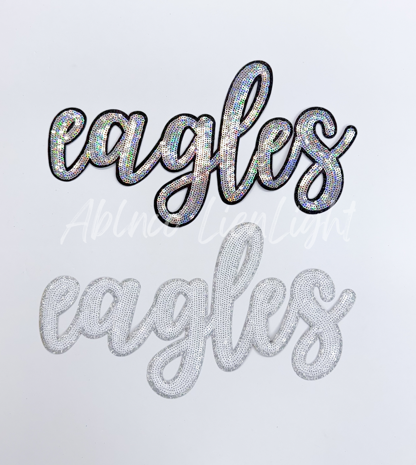 Eagles Cursive Letter Mascot Gameday Sequins Patch