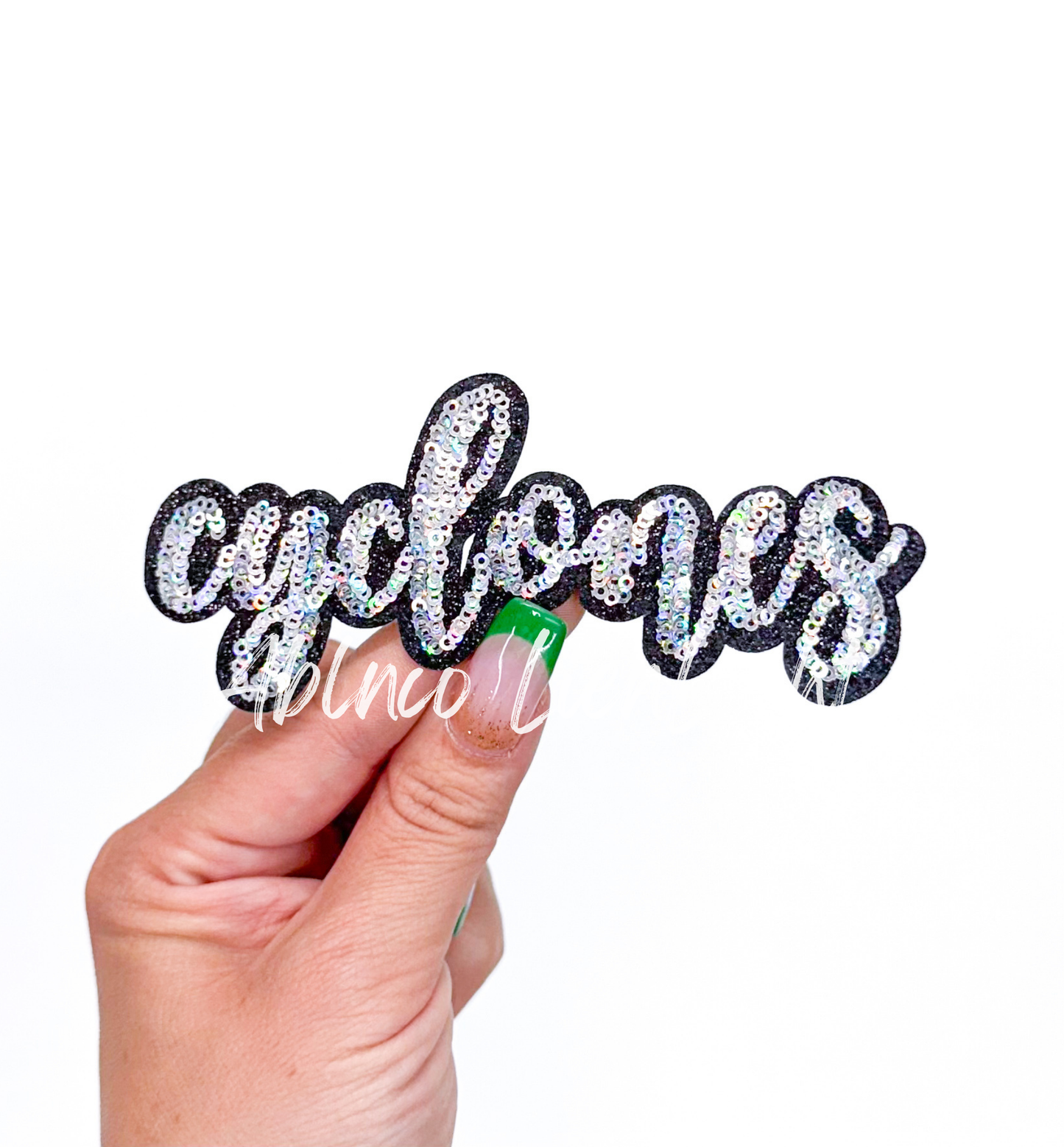 Cyclones Mascot Script Letter Sequin Patch - Small