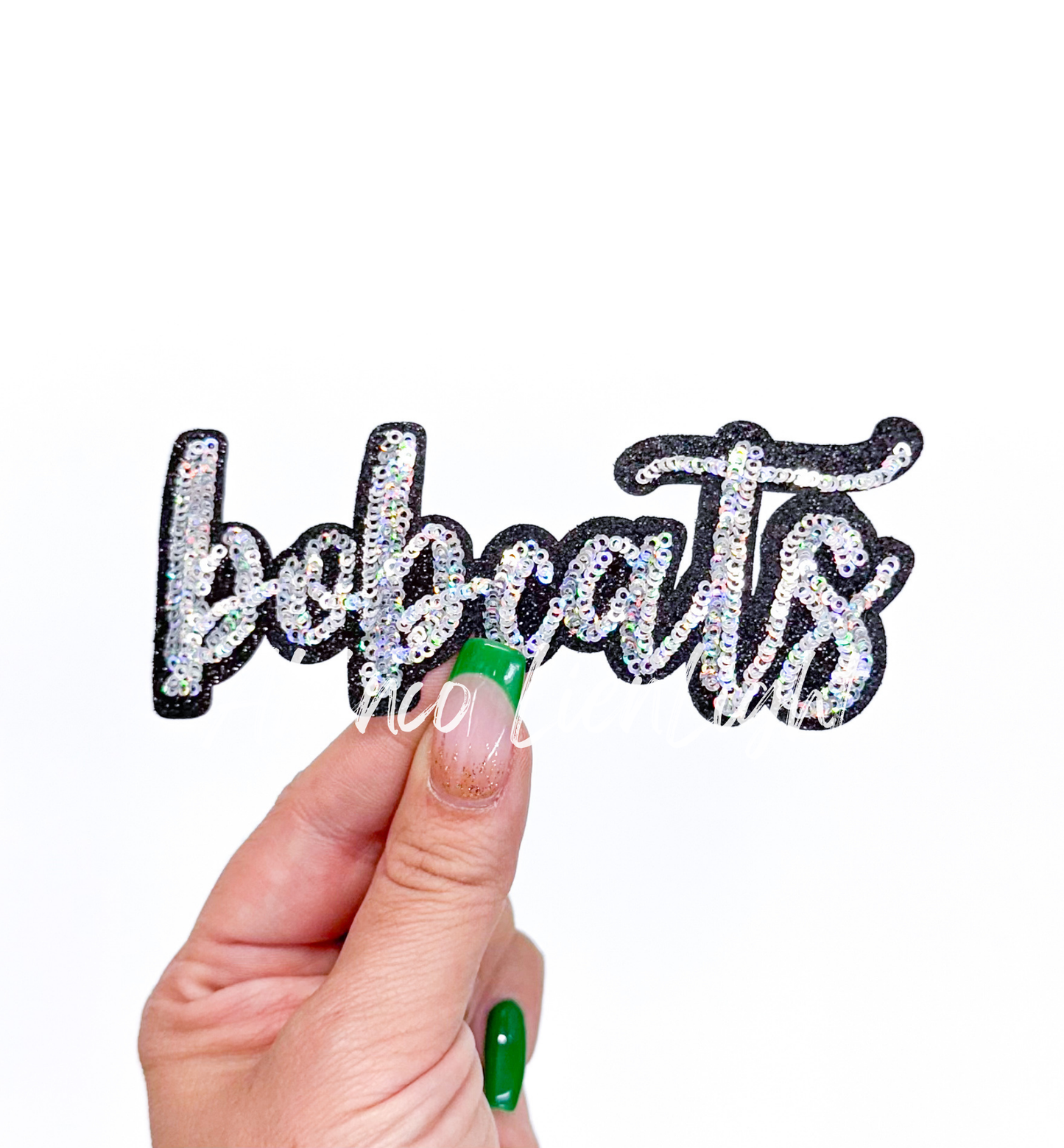 Bobcats Mascot Script Letter Sequin Patch - Small