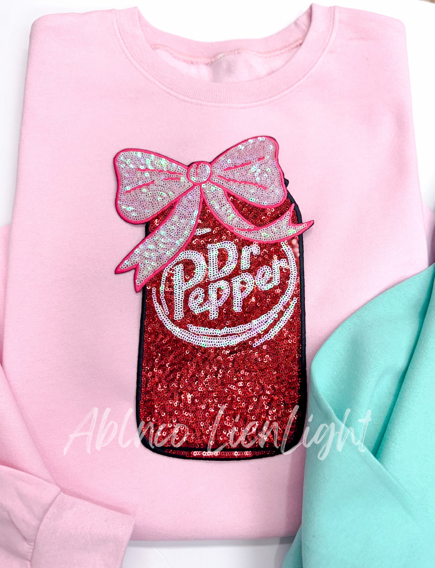 Dr Pepper Sequins Sparkles Patch Sweatshirt