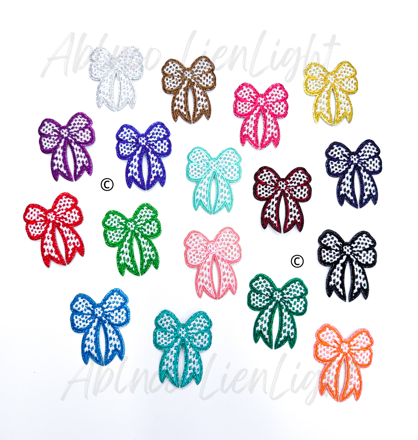 Glitter Checkered Embroidery Bow Patch