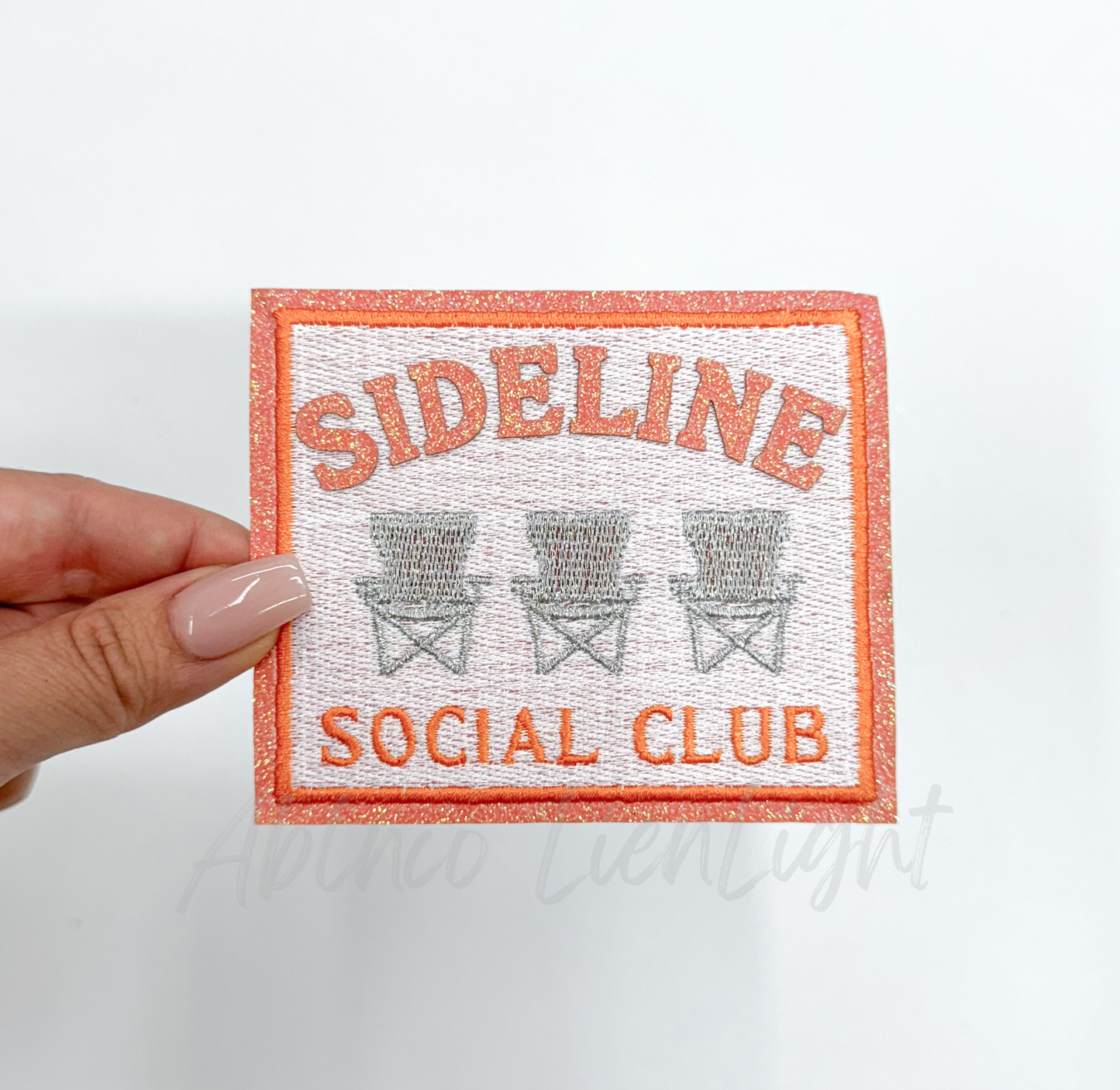 Orange Sideline Social Club Glitter Embroidery Patch