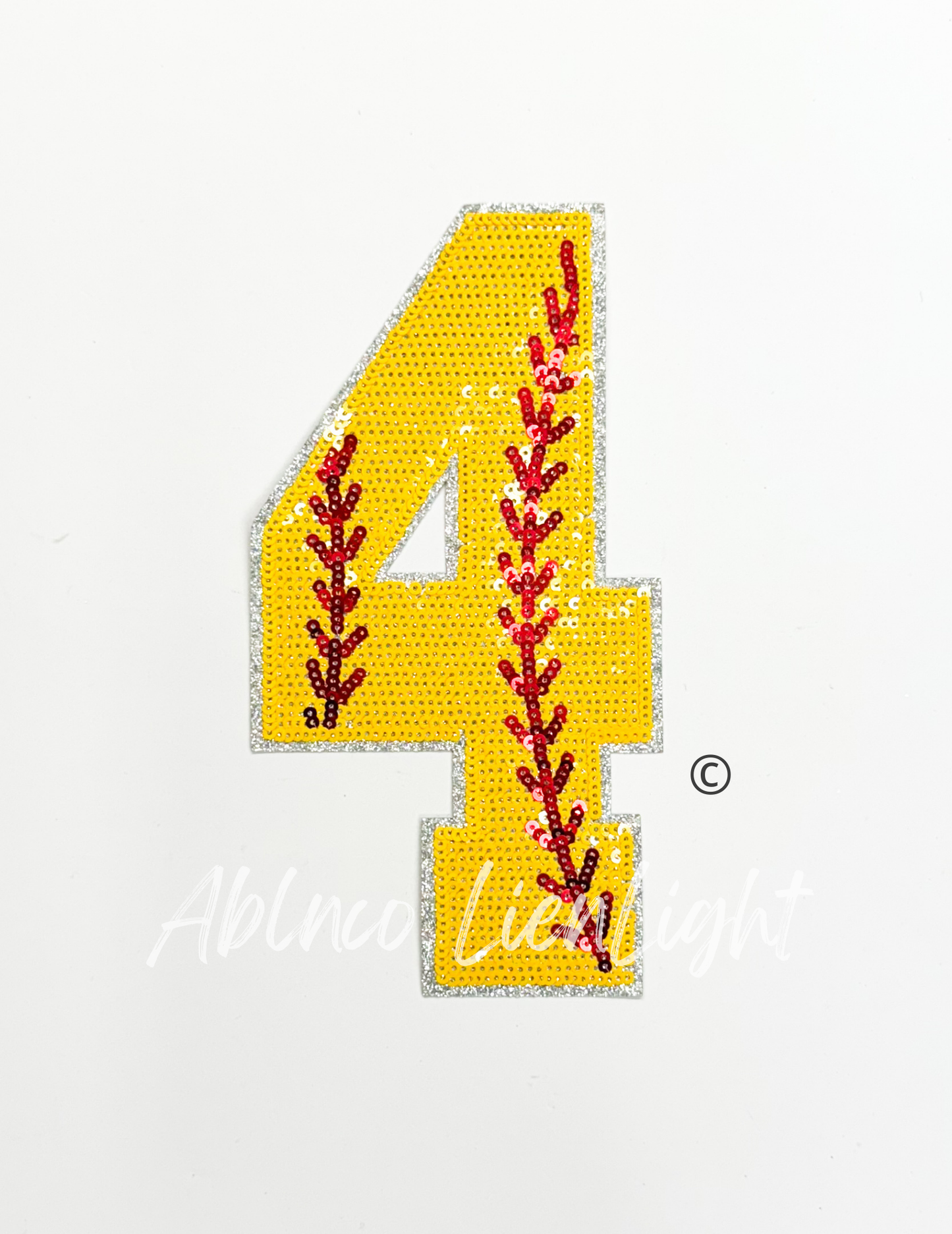 Sequin Softball Numbers Patch - Large