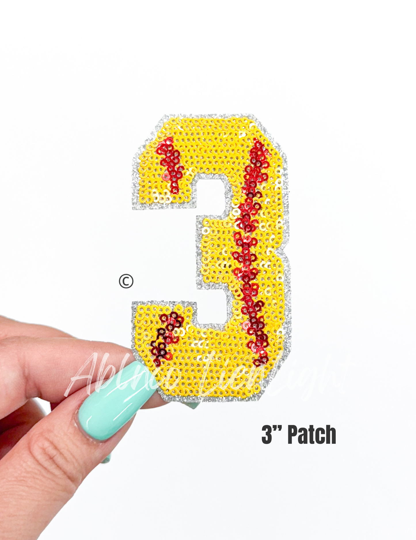 Sequin Softball Numbers Patch - Small