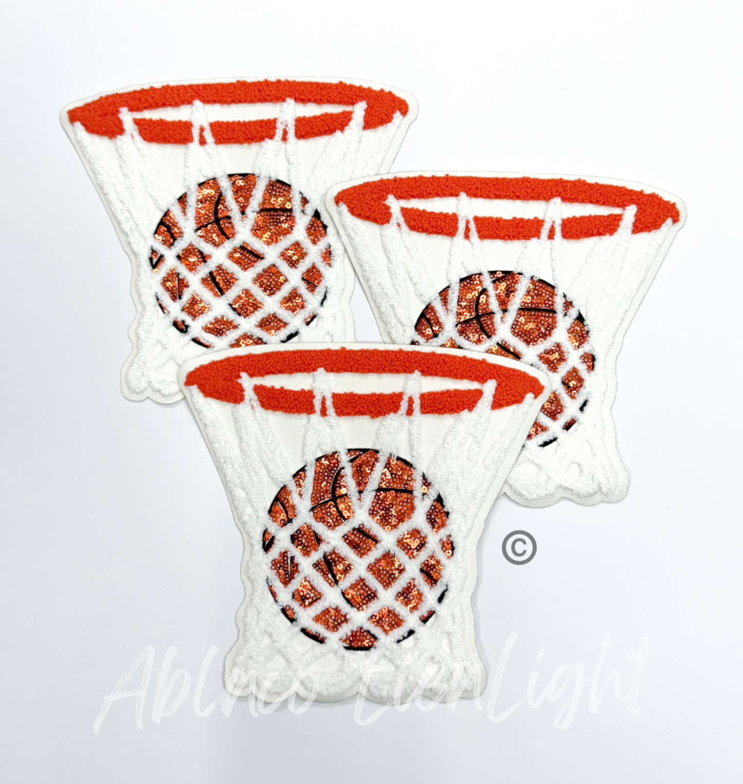 Big Basketball Hoop Sequins Chenille Patch