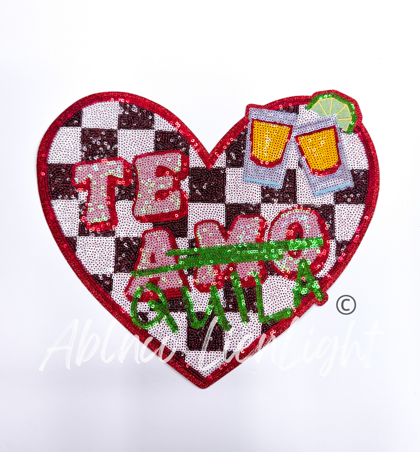 Big TeAmo Tequila Valentines Sequins Patch