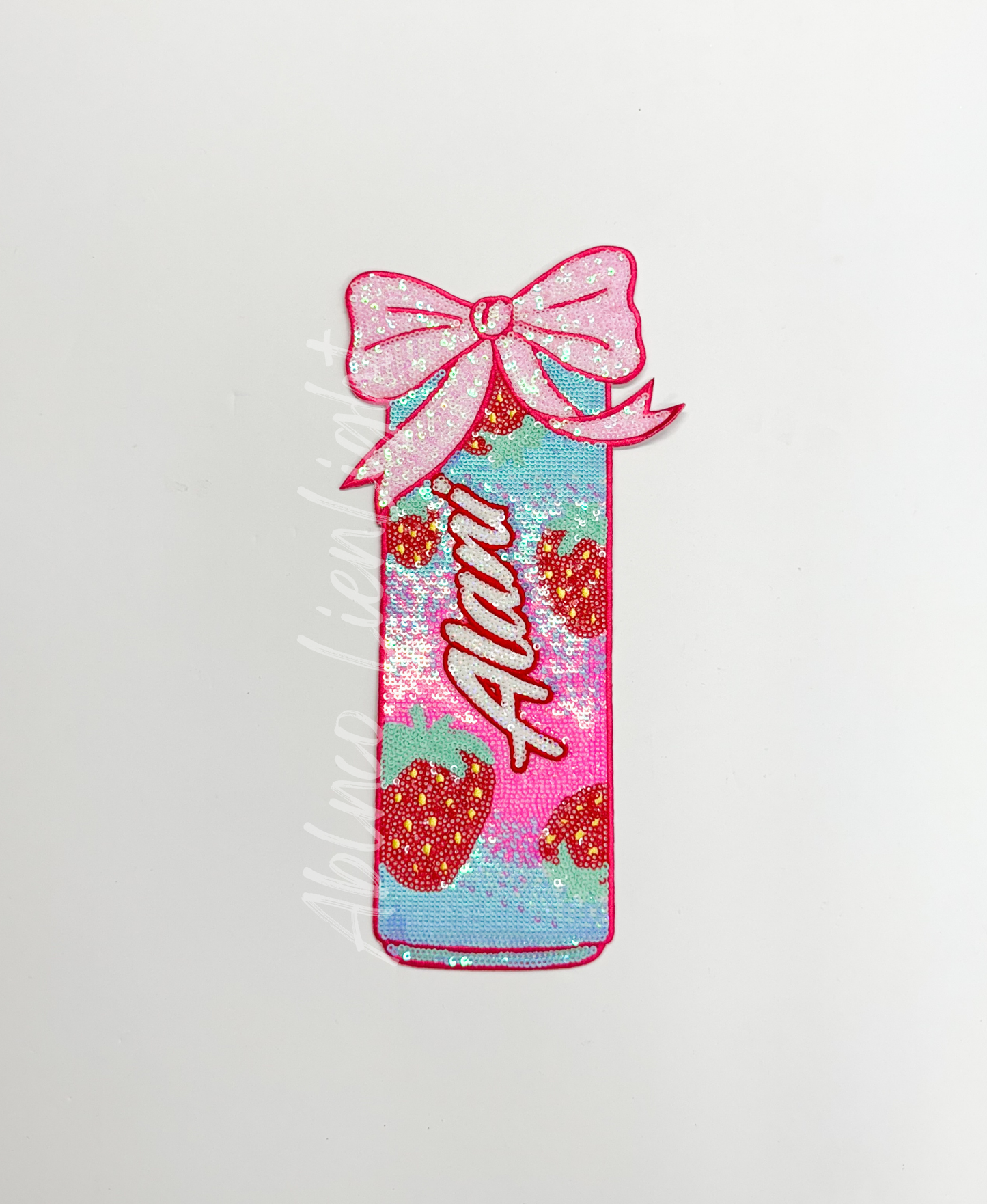 Large Alani Strawberry Energy Drink Sequin Patch