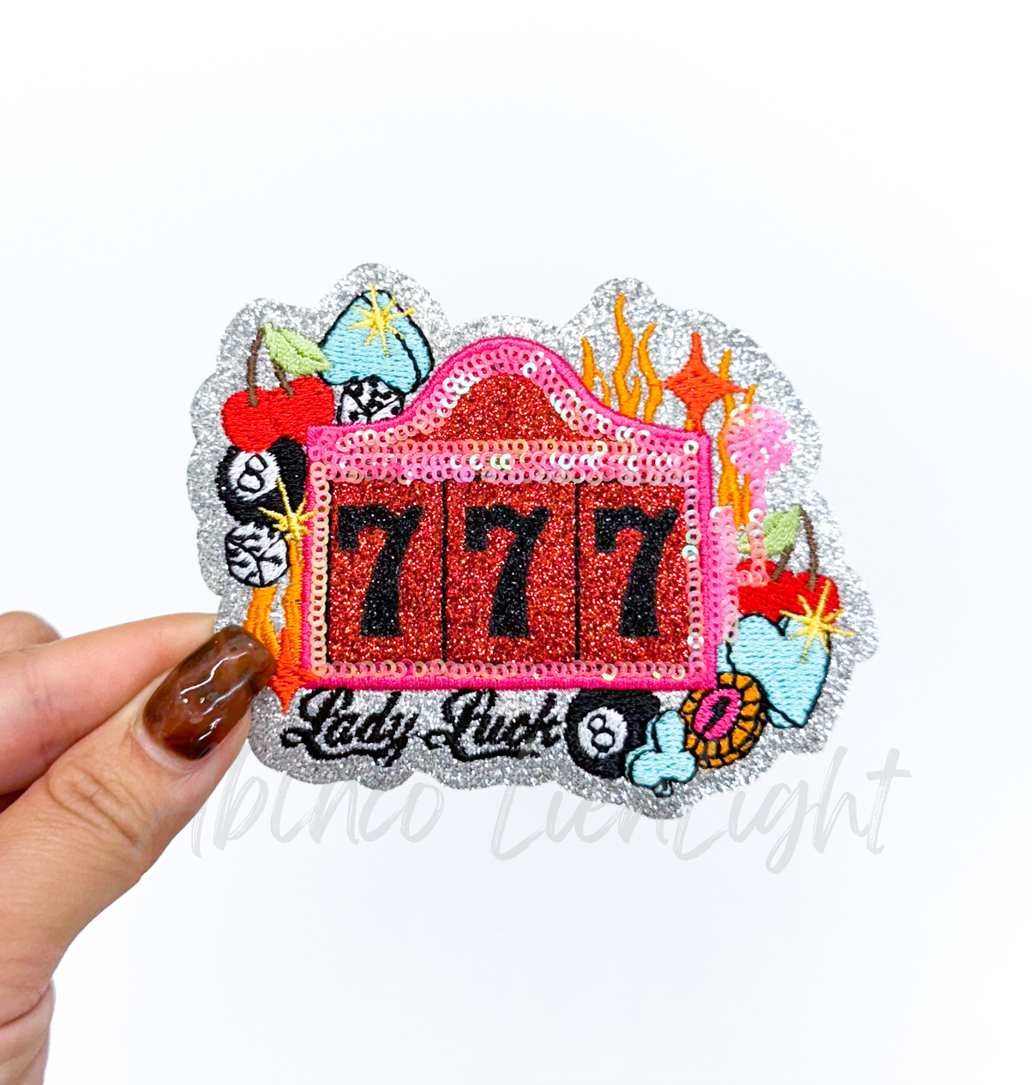 777 Lady Luck Slot Machine Retro Western Sequin Patch