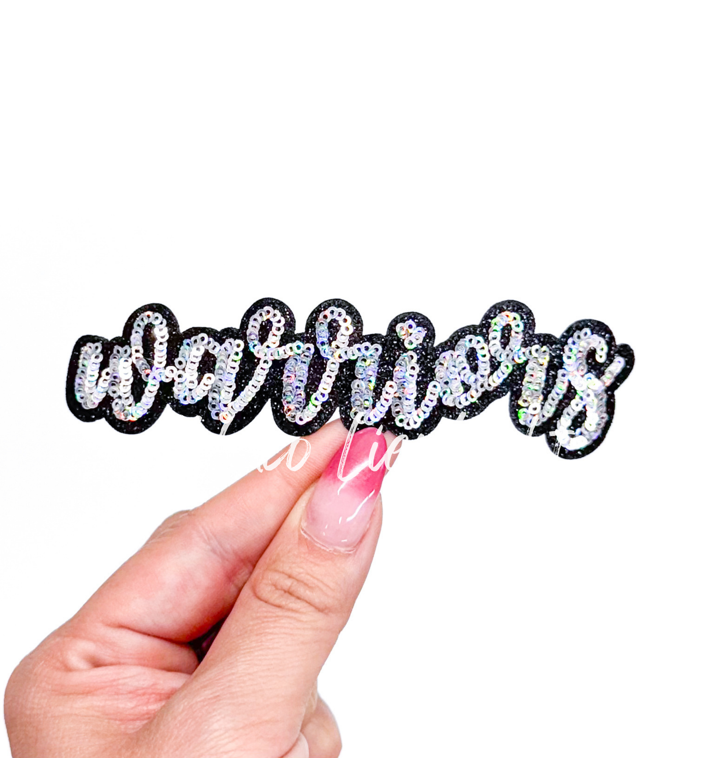 Warriors Mascot Script Letter Sequin Patch - Small