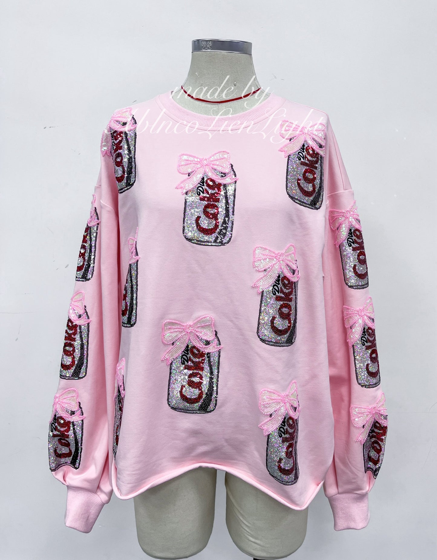 Sparkles Sequins Diet Coke Bow Pink Sweatshirt
