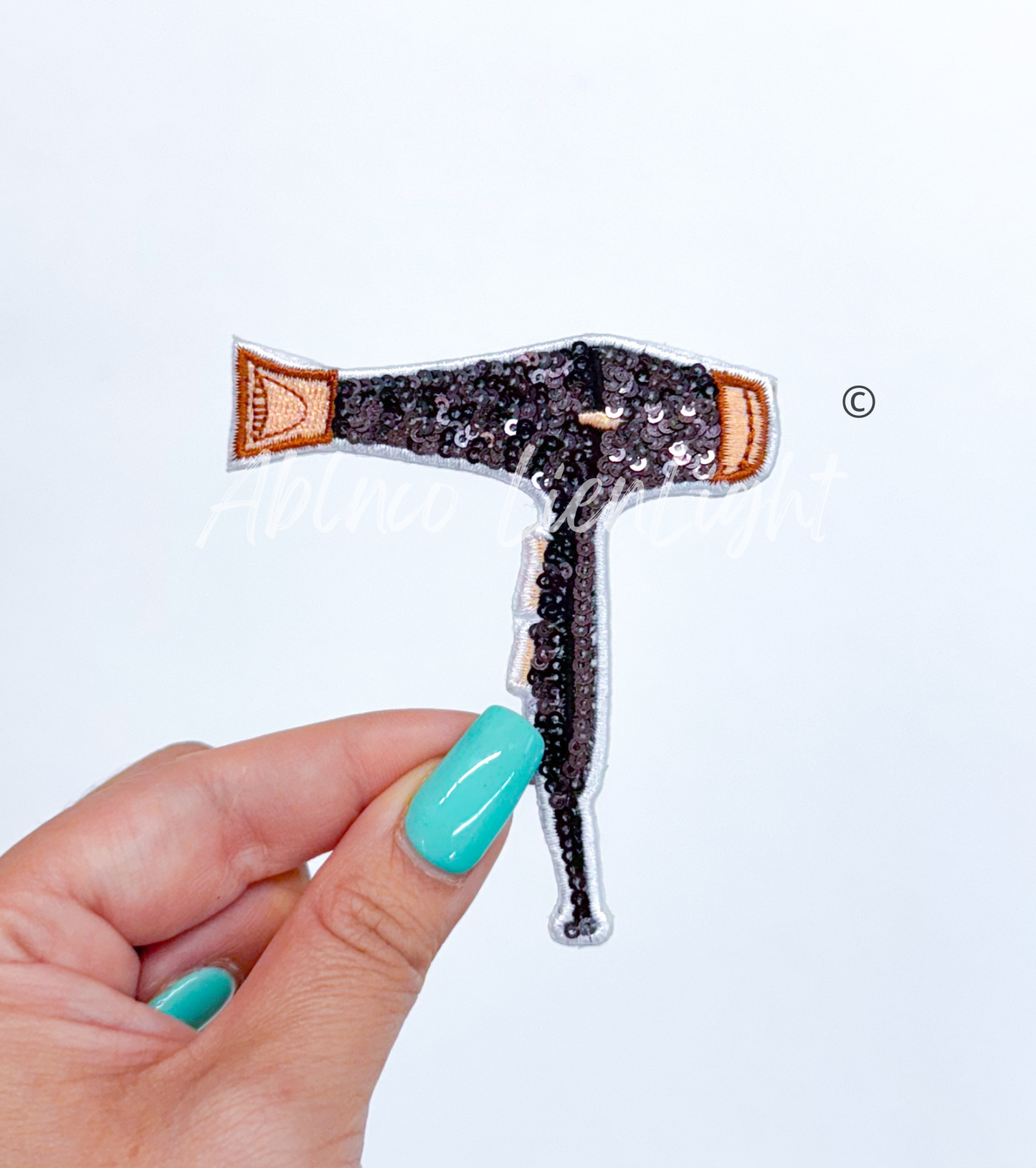 Hair Blowdryer Stylist Sequin Embroidery Patch