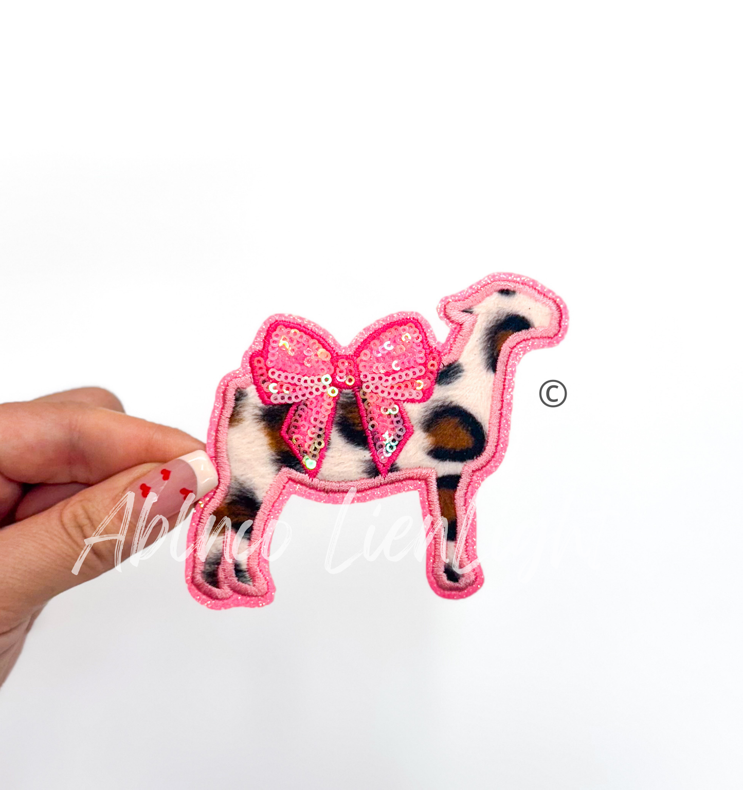 Show Sheep Fuzzy Cheetah Print Sequins Patch