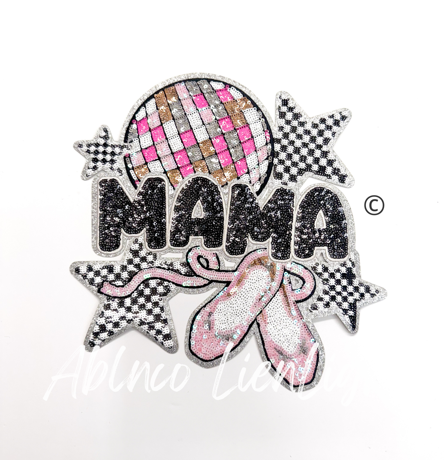 Dance Mama Checkered Star Sequins Patch - Large