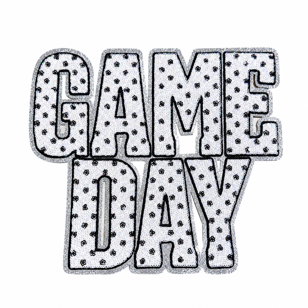 Black Polka Dots Game Day Sequin Patch - Large