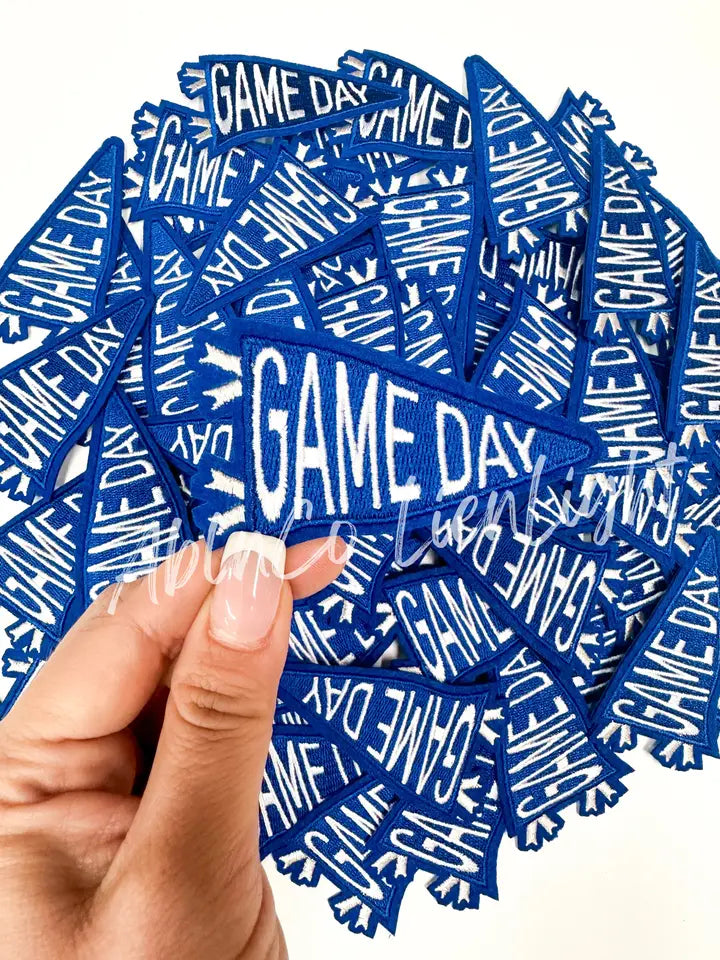Royal Blue Game Day Pennant Embroidery Hat Patch