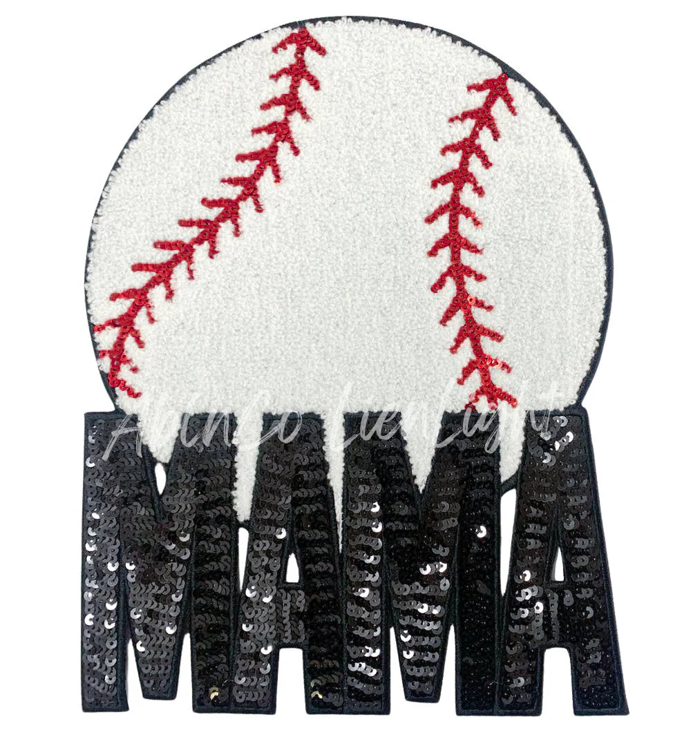Baseball Mama Sequins Chenille Patch