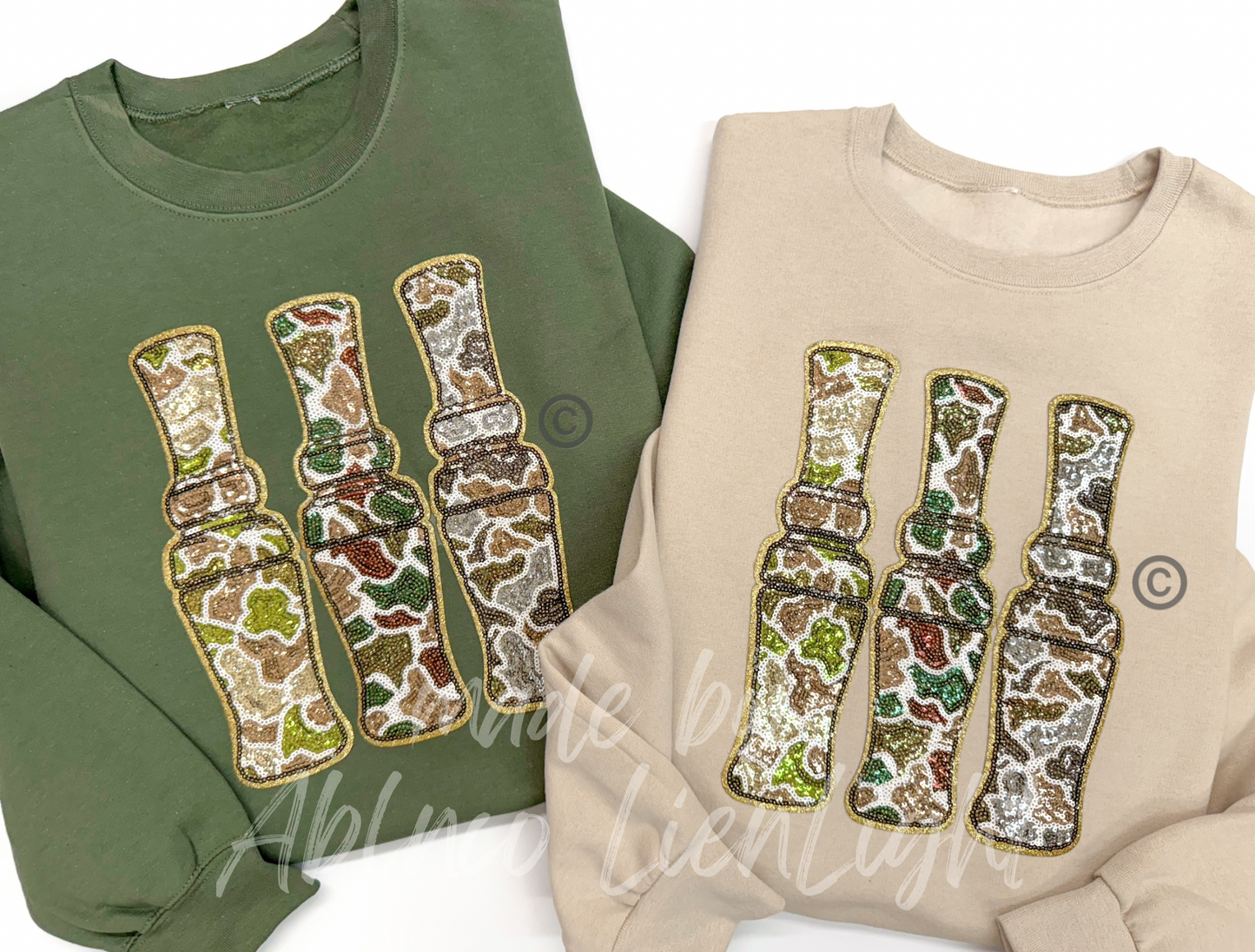 Duck Call Hunting Sequin Patch Sweatshirt