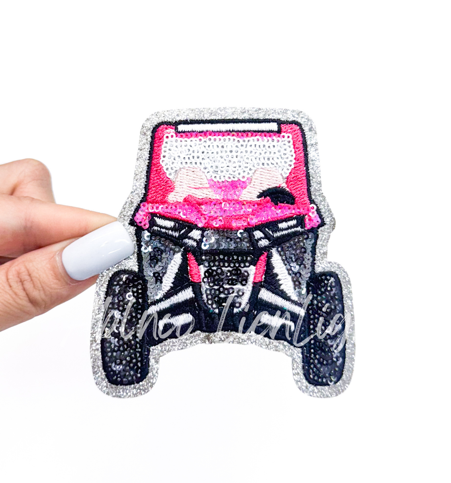 Pink Side-by-Side SXS Off Road Racing Sequin Patch