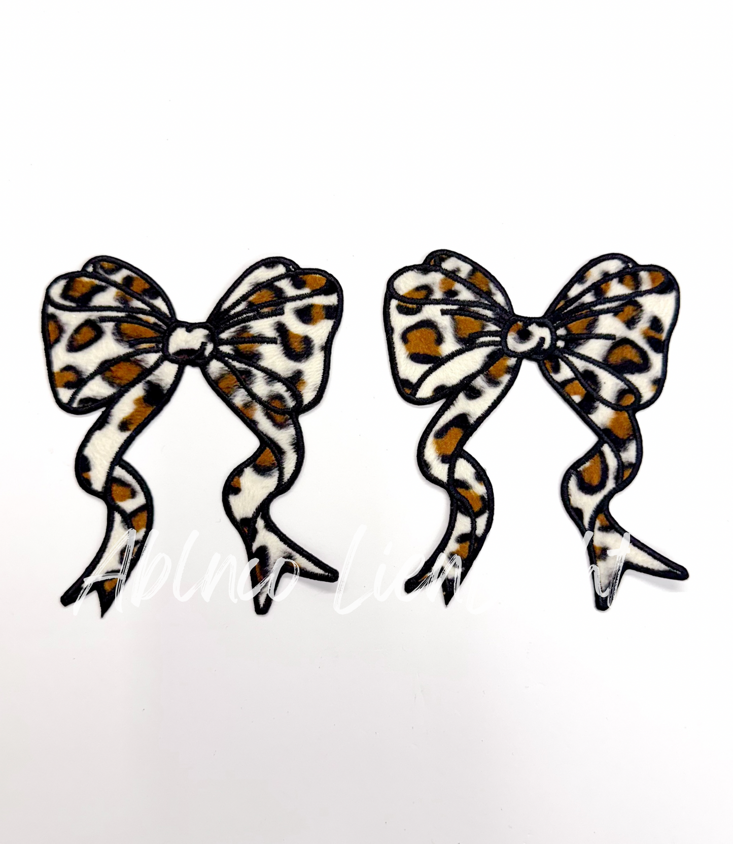 Fuzzy Cheetah Embroidery Side Bows Patch