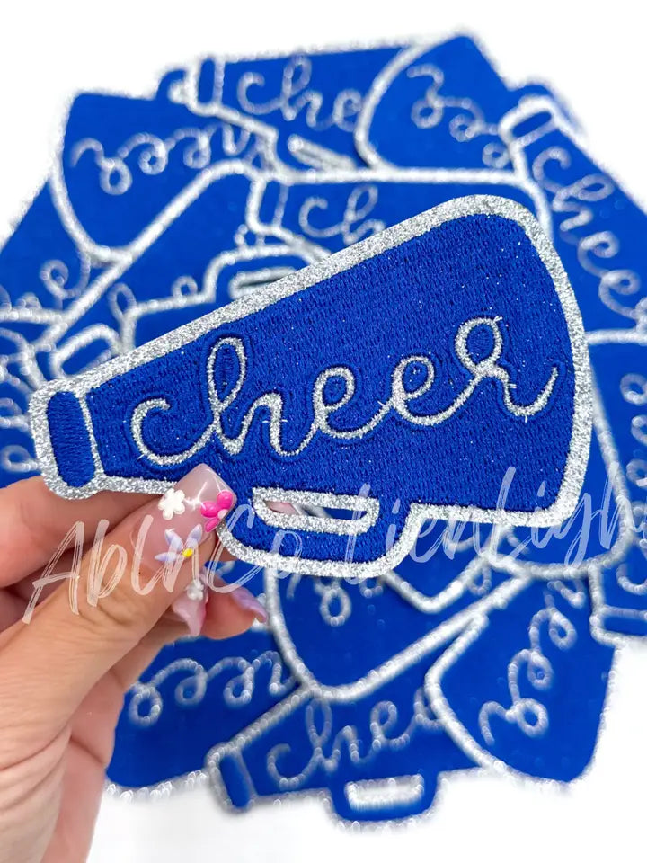 Royal Cheer Megaphone Silver Embroidery Patch