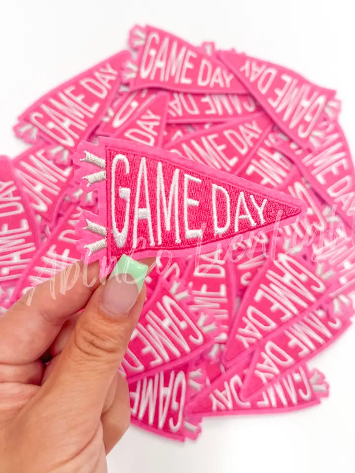 Hot Pink Game Day Pennant Embroidery Hat Patch