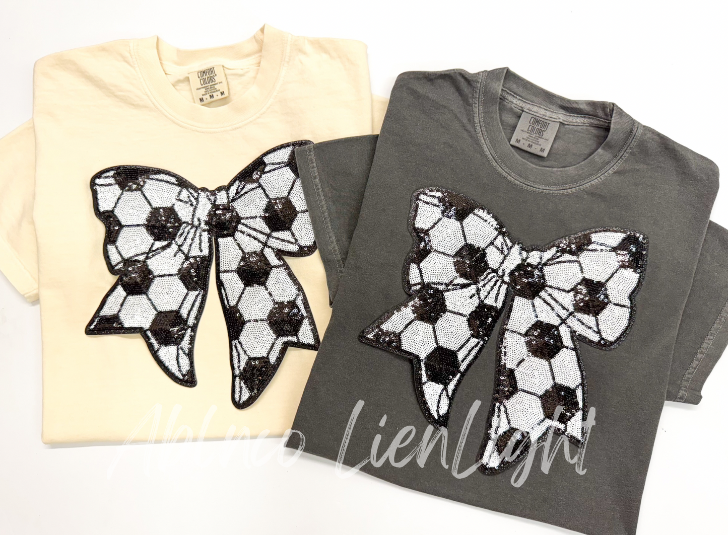 Soccer Bow Patch Sequins Tshirt