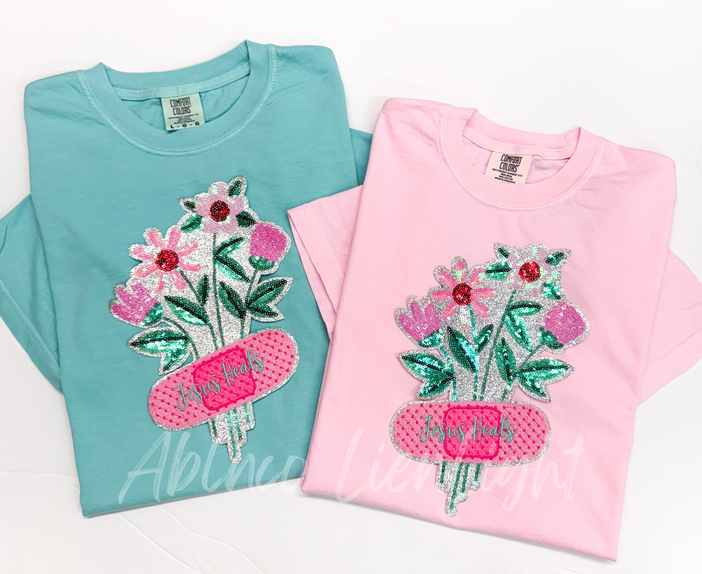 Jesus Heals Flowers Faith Sequin Patch - Large