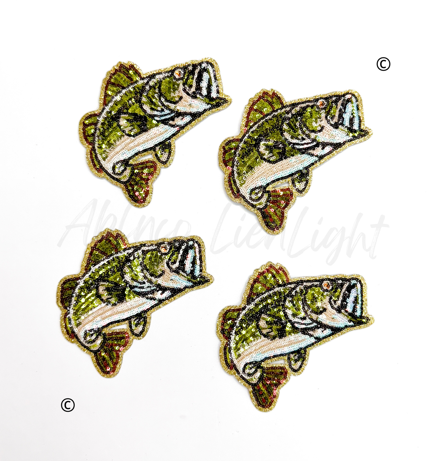 Bass Fish Fishing Sequin Patch - Small