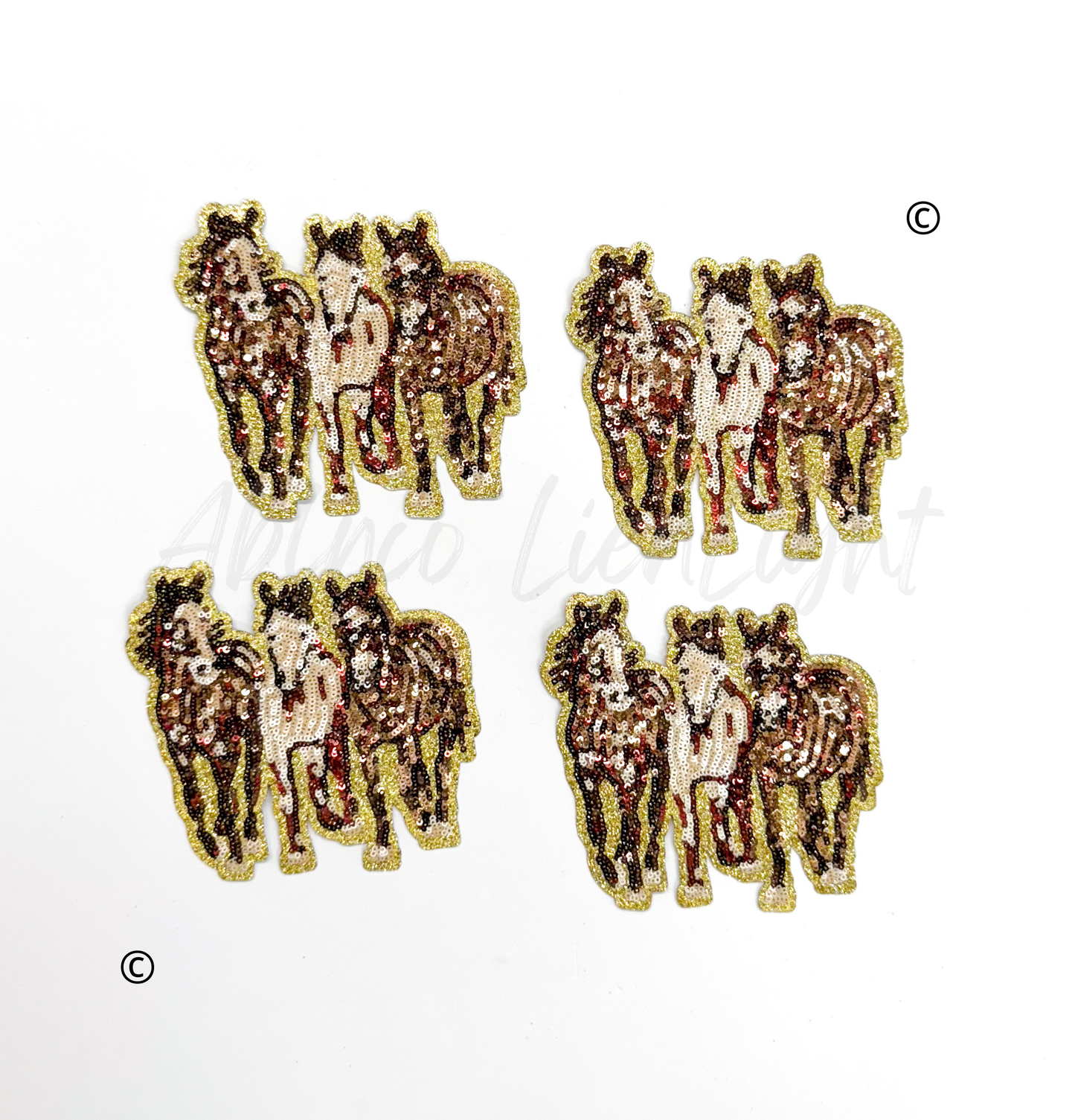 Horses Farm Animal Sequin Patch - Small