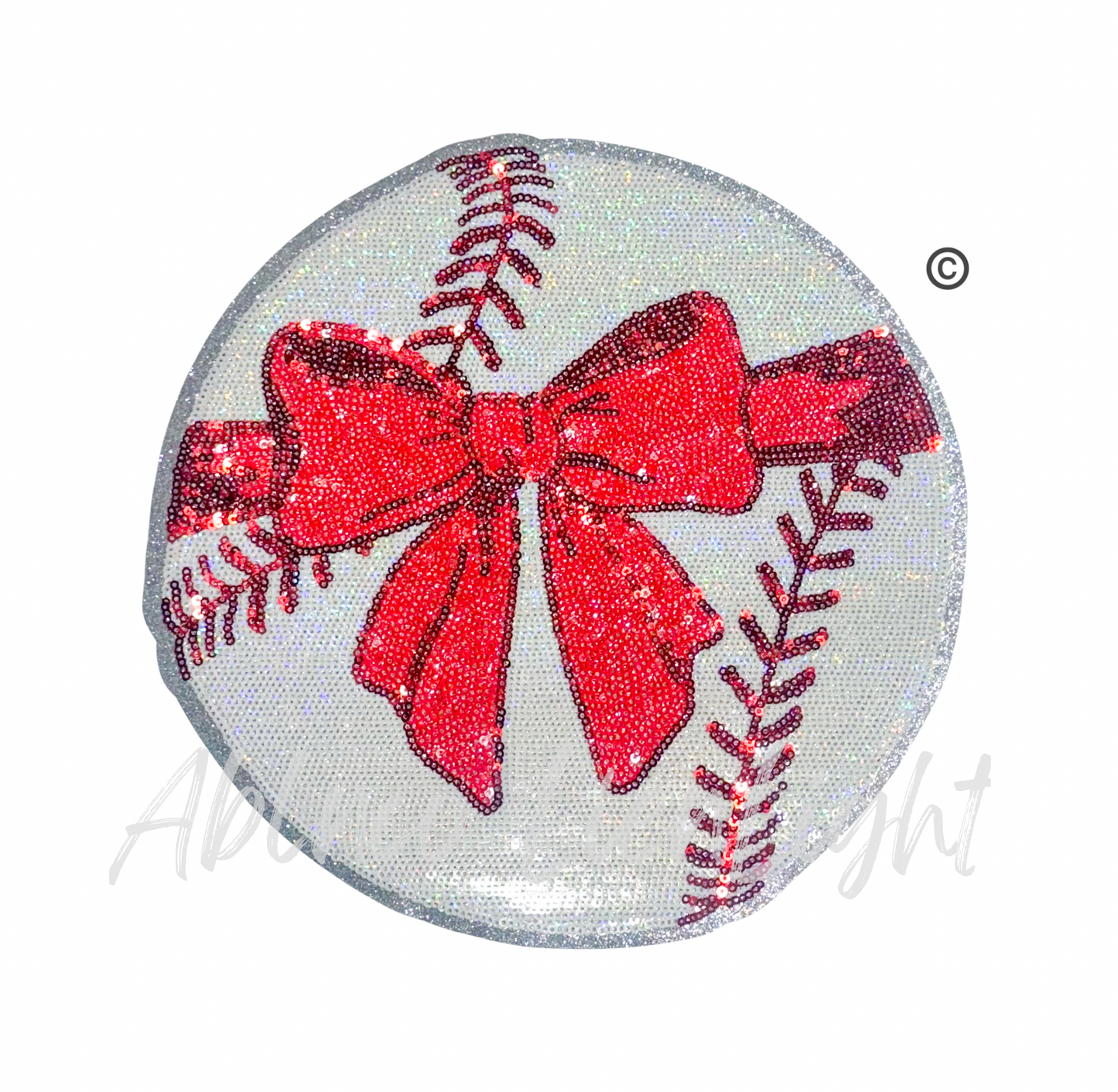 Baseball Bow Sequins Patch - Large