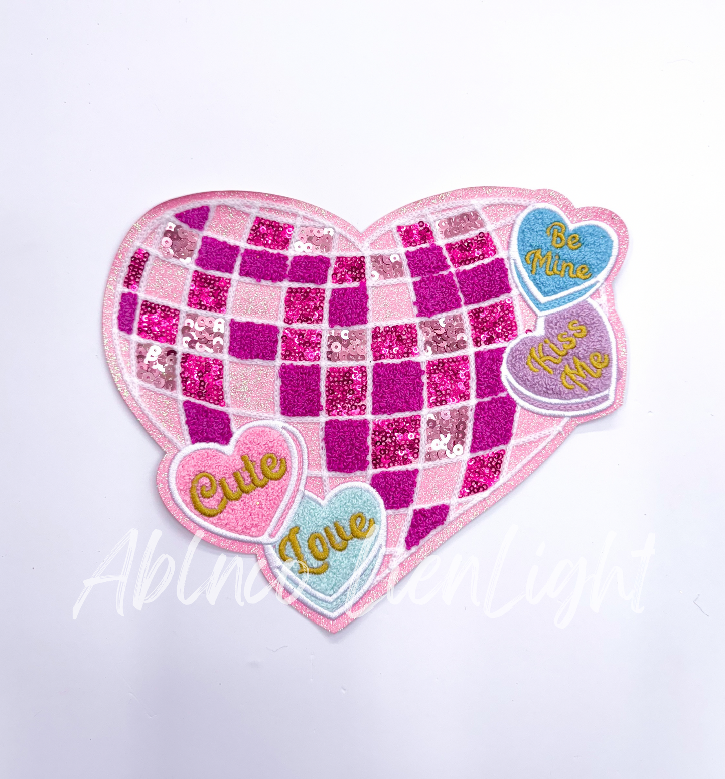 Disco Candy Heart Chenille Sequin Patch