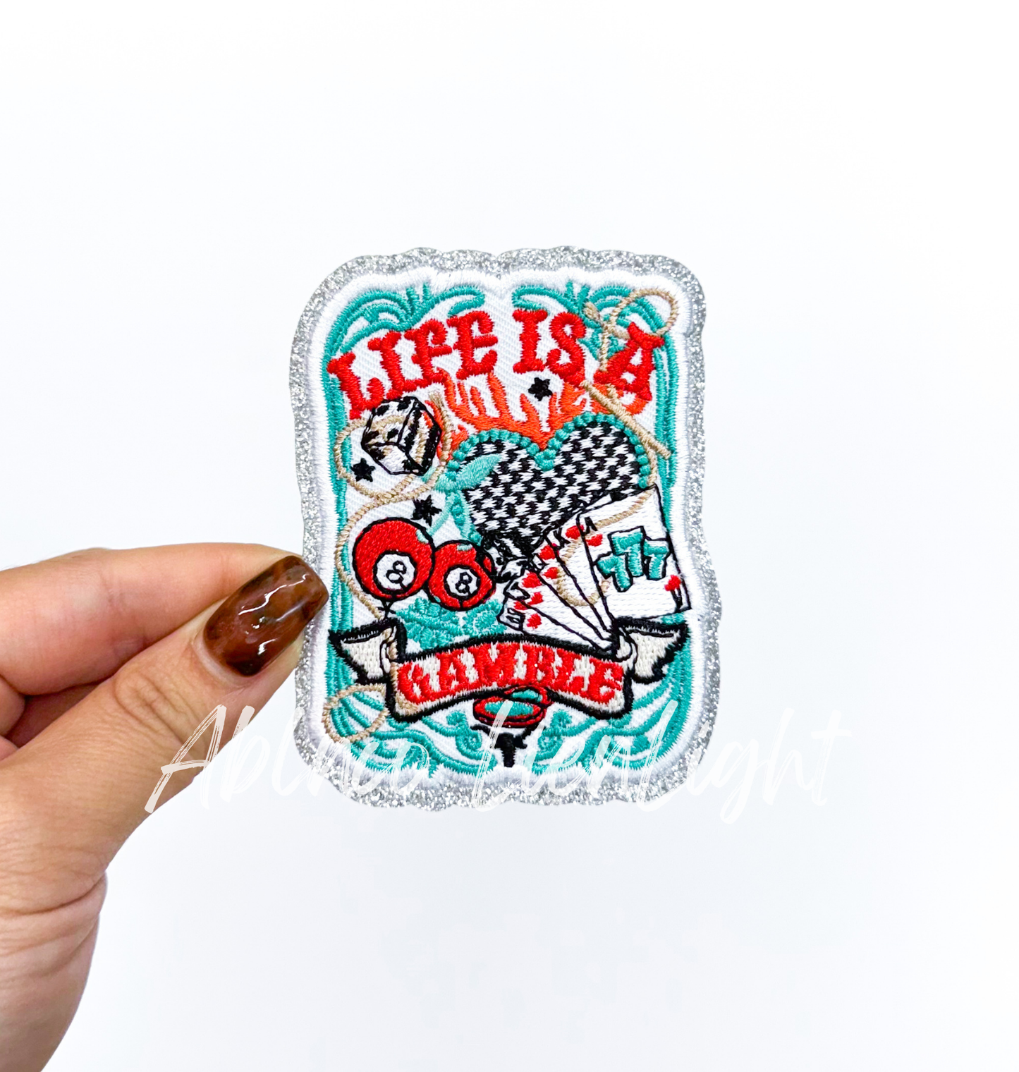 Life is A Gamble Retro Western Sequin Patch