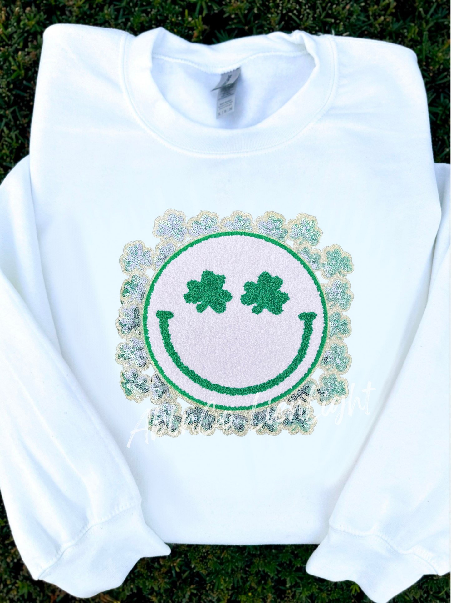 Clover Face St Patricks Day Sequins Chenille Patch