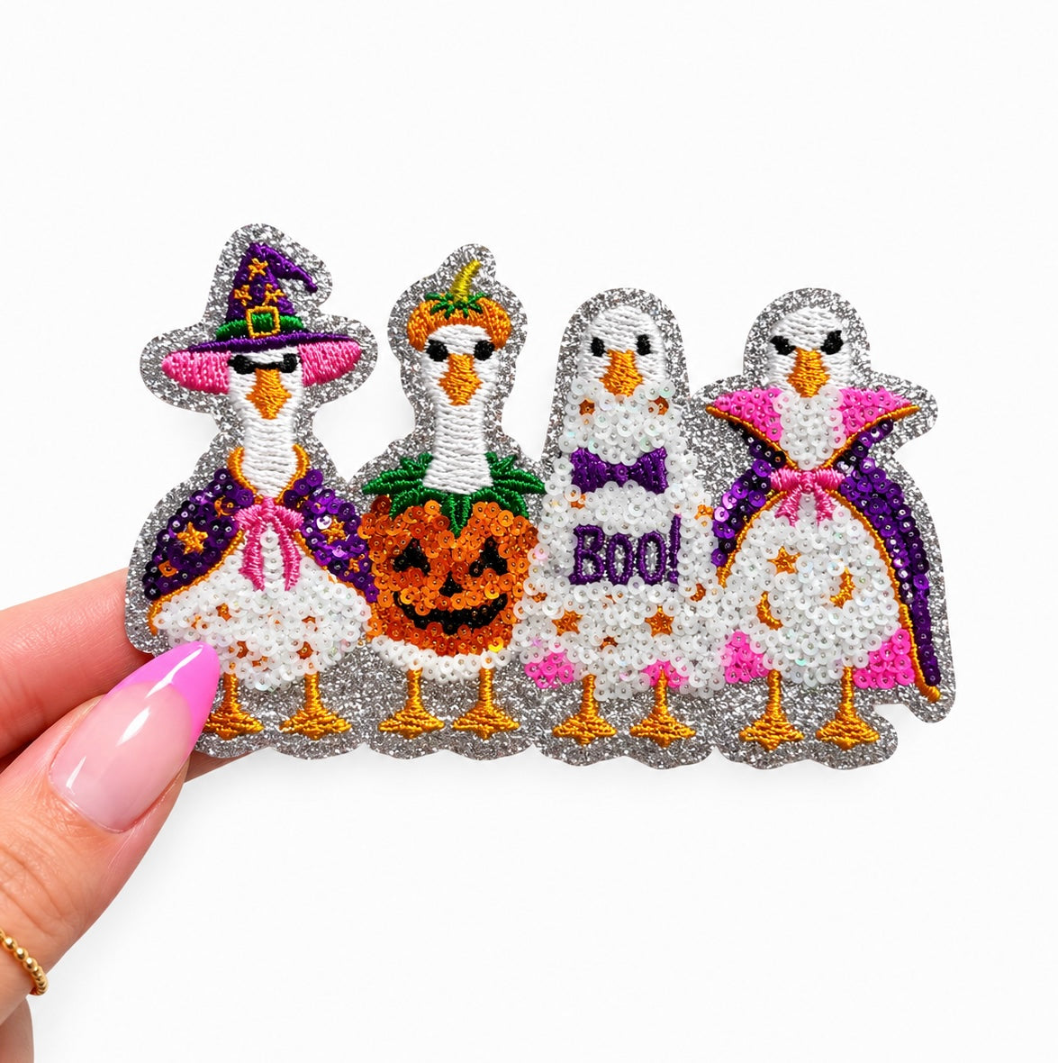 Silly Goose Halloween Sequin Patch