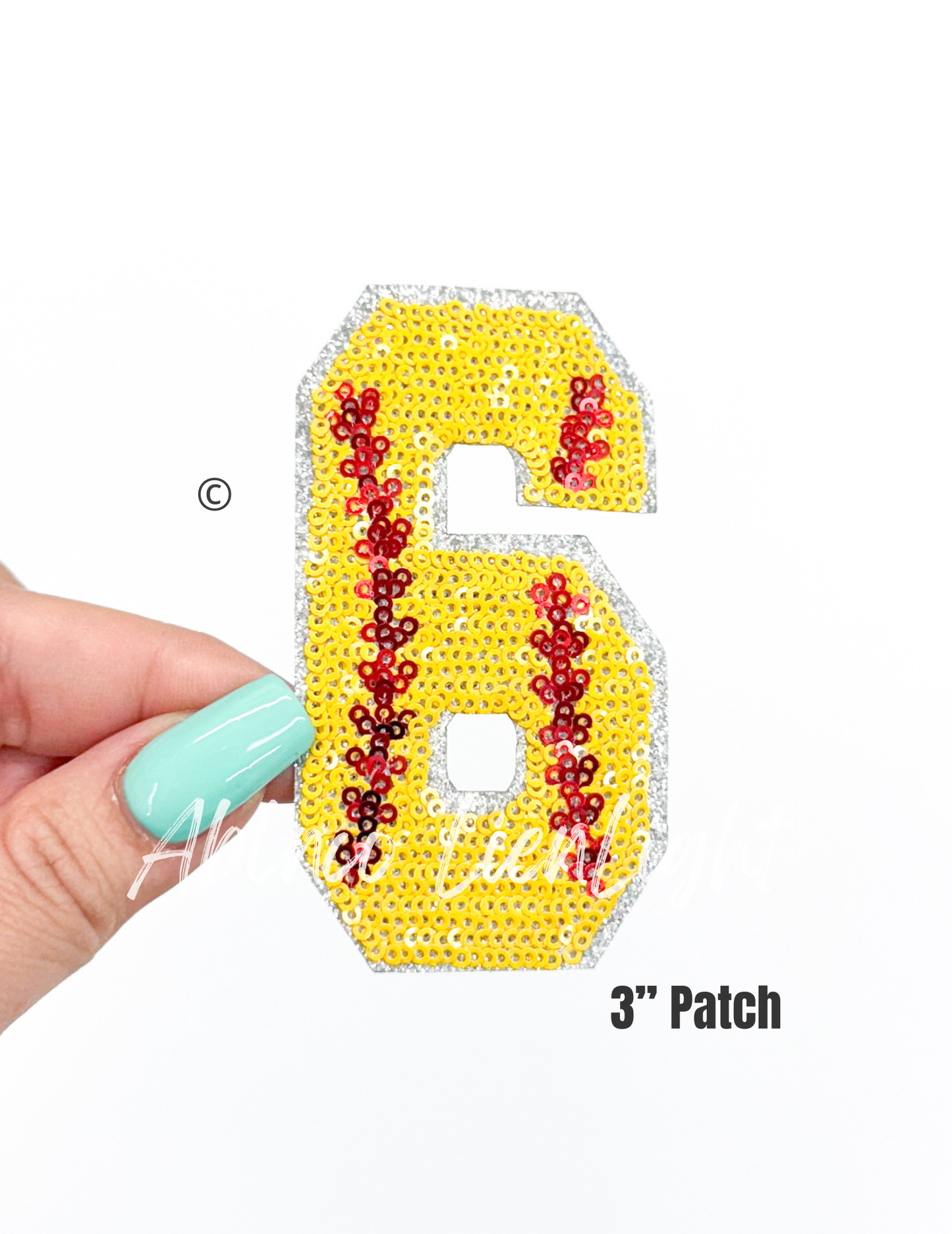Sequin Softball Numbers Patch - Small