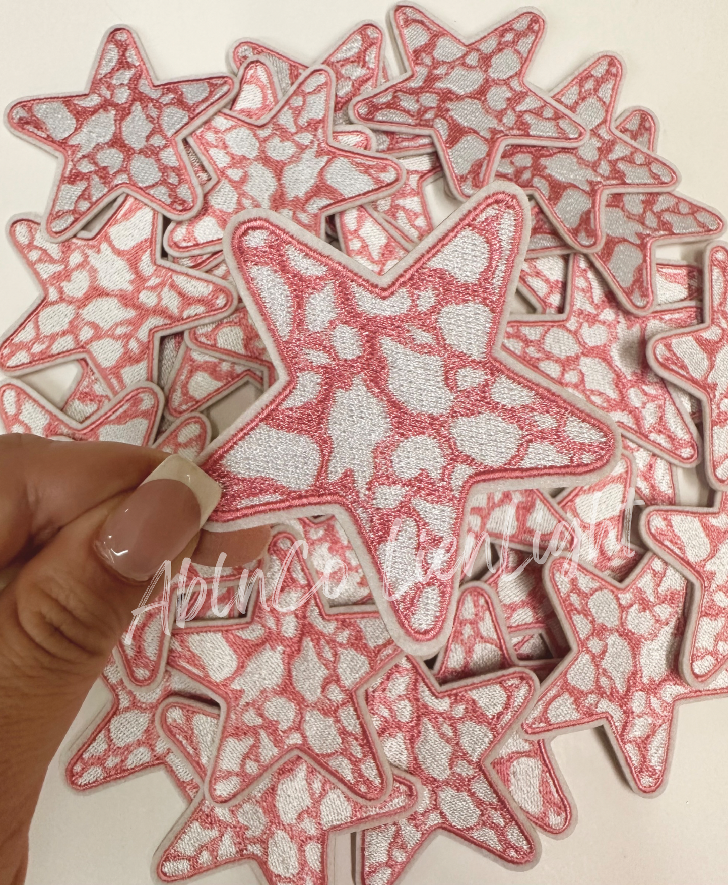 Animal Print Pink Star Embroidery Patch