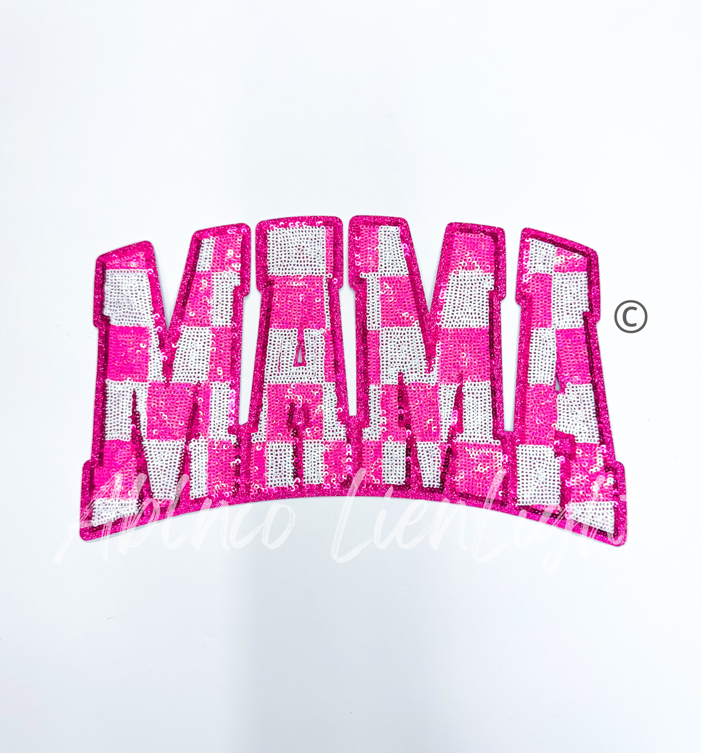 Big Hot Pink Checkered Mama Sequins Patch