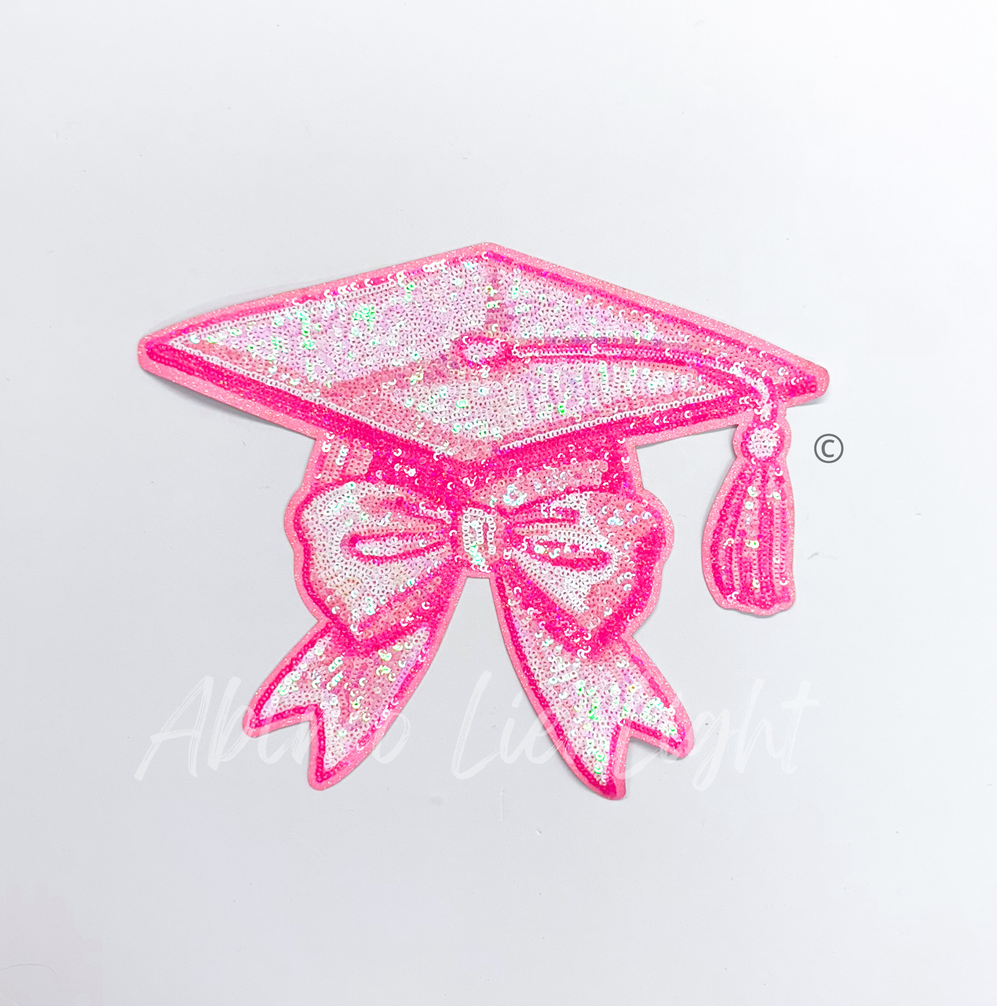 Pink Graduation Cap Bow Sequin Patch