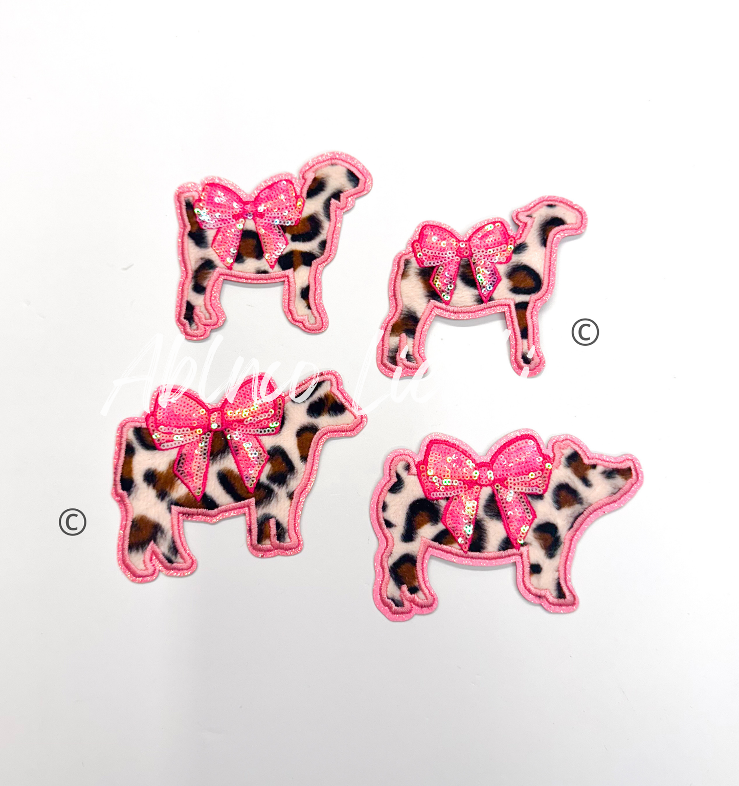 Show Bunny Rabbit Fuzzy Cheetah Print Sequins Patch