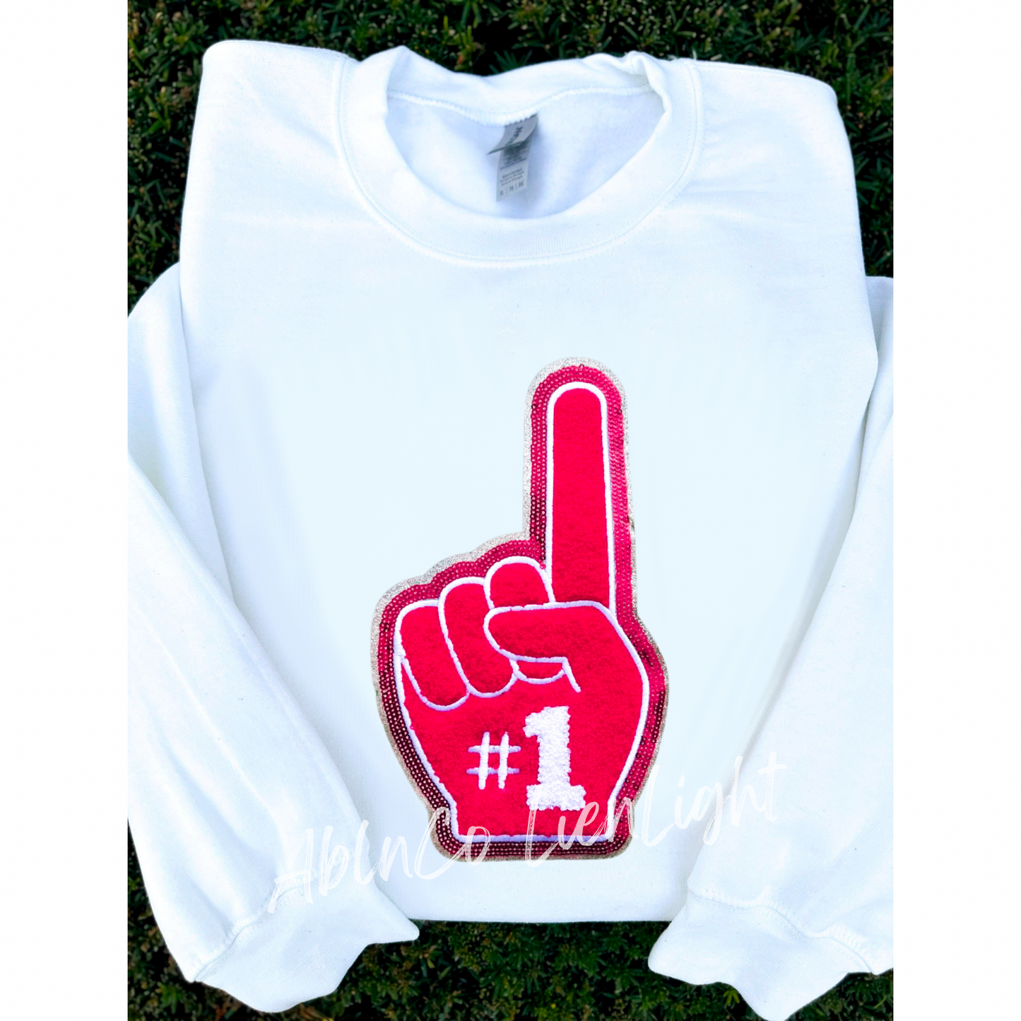 Game Day Red Foam Finger Chenille Patch