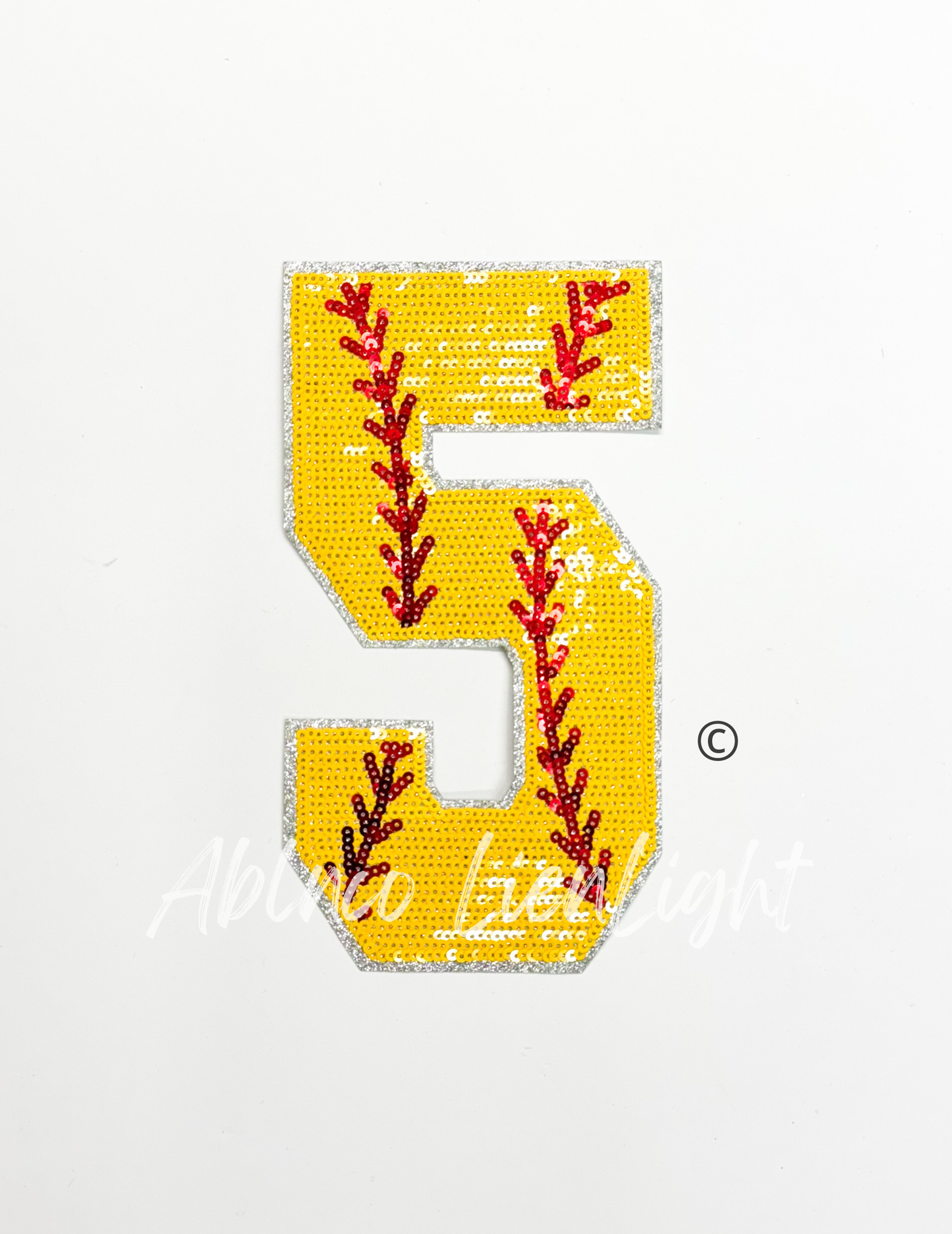 Sequin Softball Numbers Patch - Large