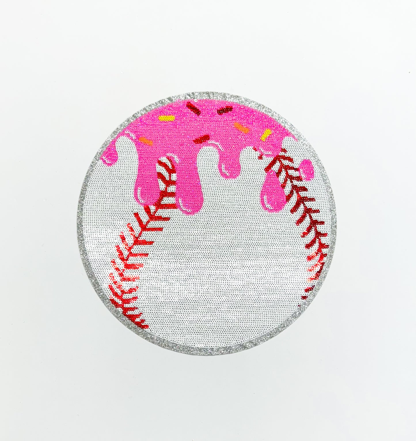 Baseball Drip Ice Cream Ball Sequin Patch - Large